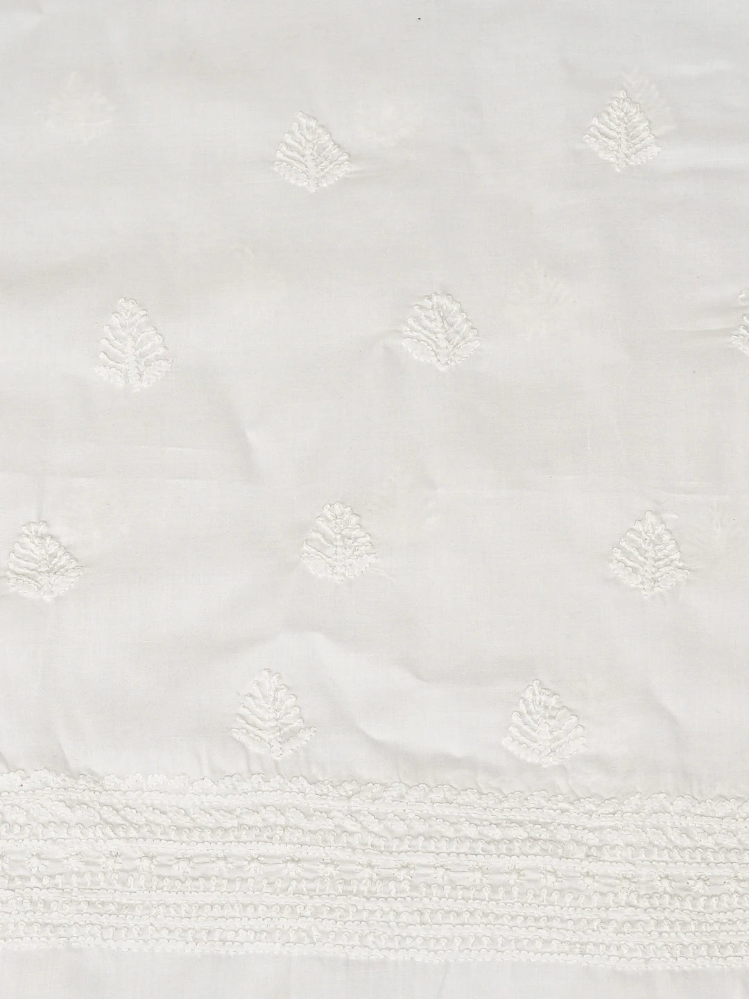 Ada Hand Embroidered White Cotton Lucknowi Chikankari Unstitched Men's Kurta Piece 01A560863