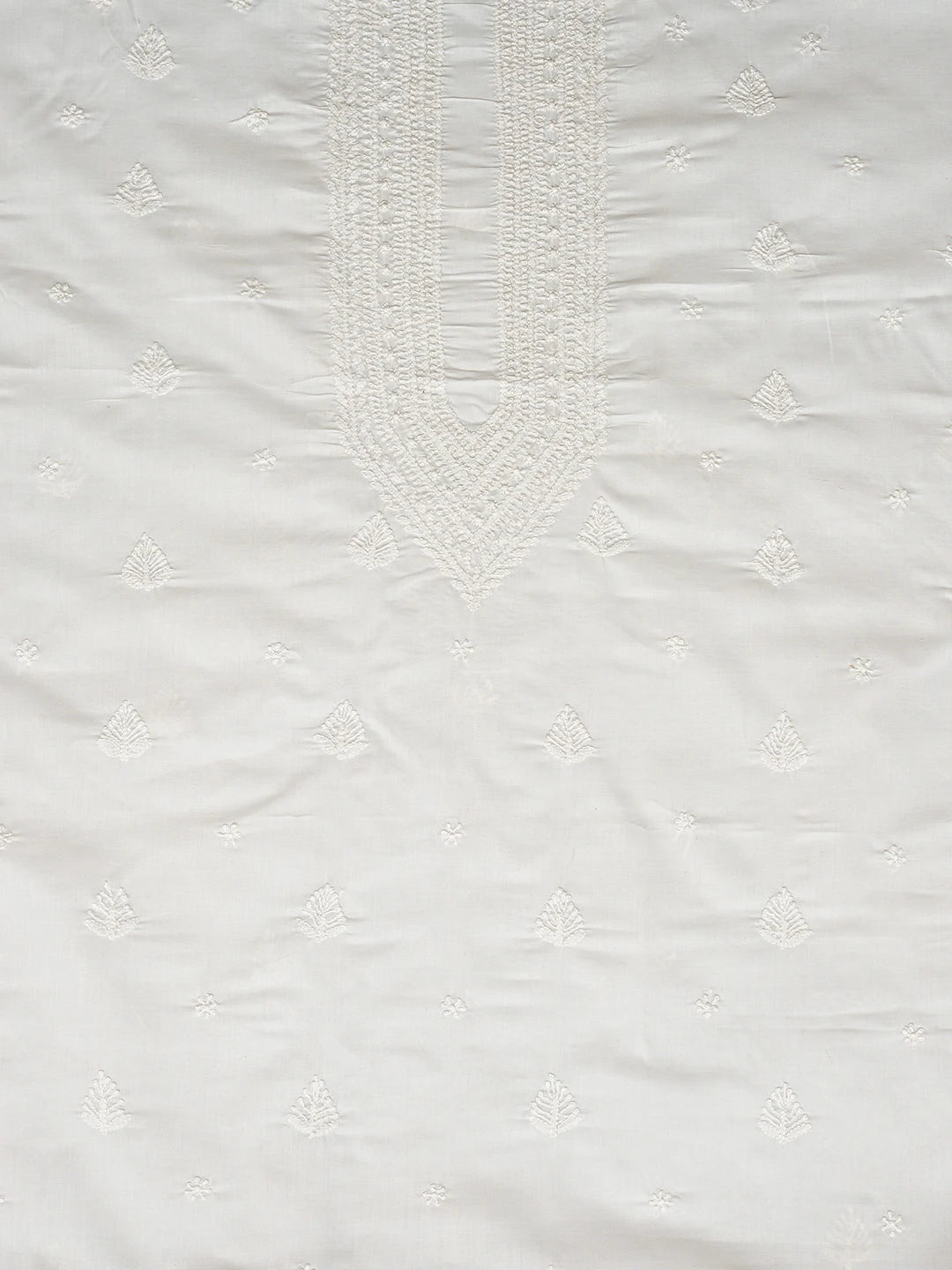 Ada Hand Embroidered White Cotton Lucknowi Chikankari Unstitched Men's Kurta Piece 01A560863