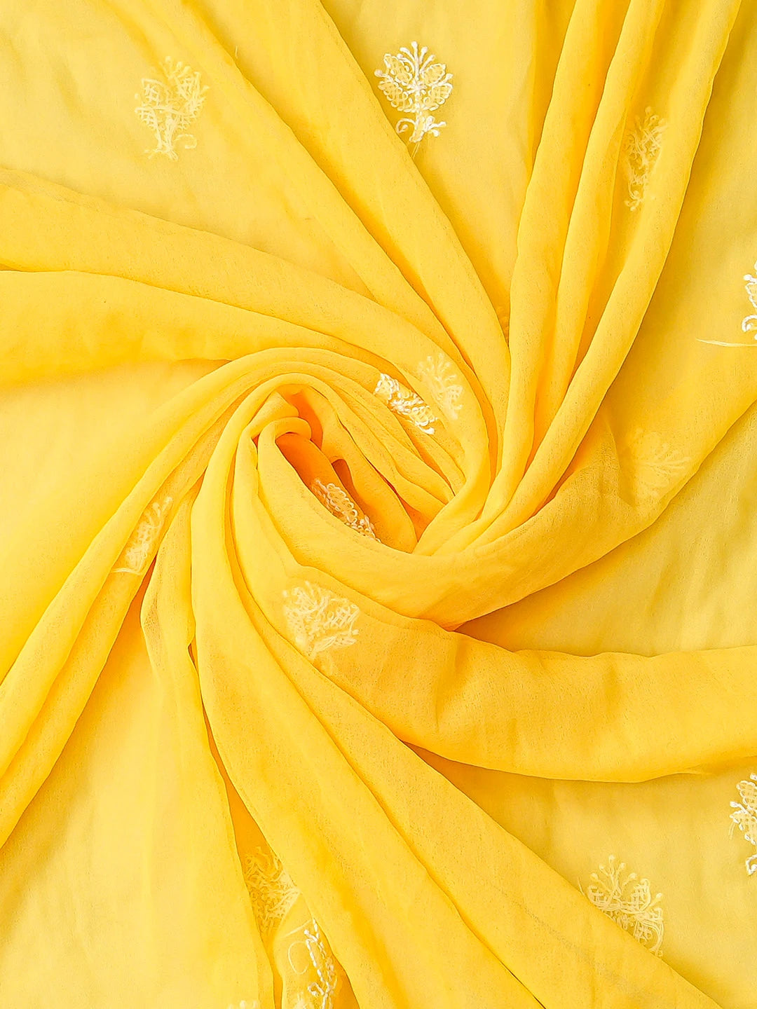 Ada Hand Embroidered Yellow Georgette Lucknowi Chikankari Unstitched Suit Piece 01A859812