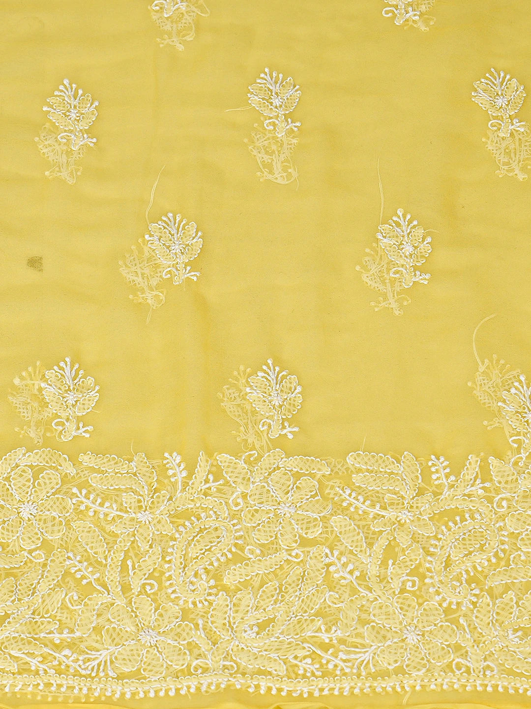 Ada Hand Embroidered Yellow Georgette Lucknowi Chikankari Unstitched Suit Piece 01A859812