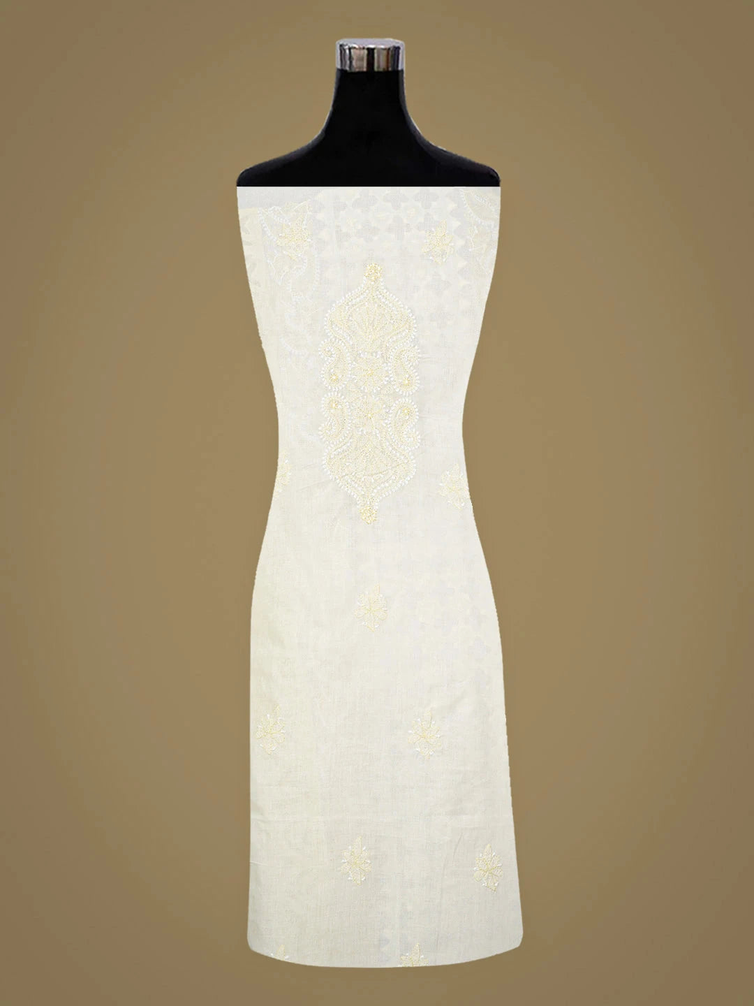 Ada Hand Embroidered White Cotton Lucknowi Chikankari Unstitched Suit Piece 01A845310