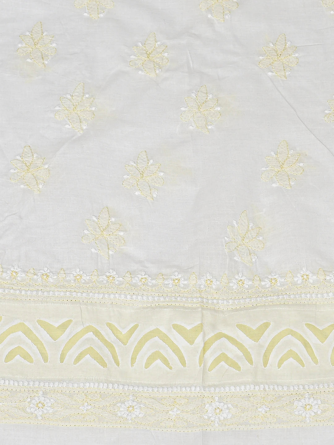 Ada Hand Embroidered White Cotton Lucknowi Chikankari Unstitched Suit Piece 01A845310