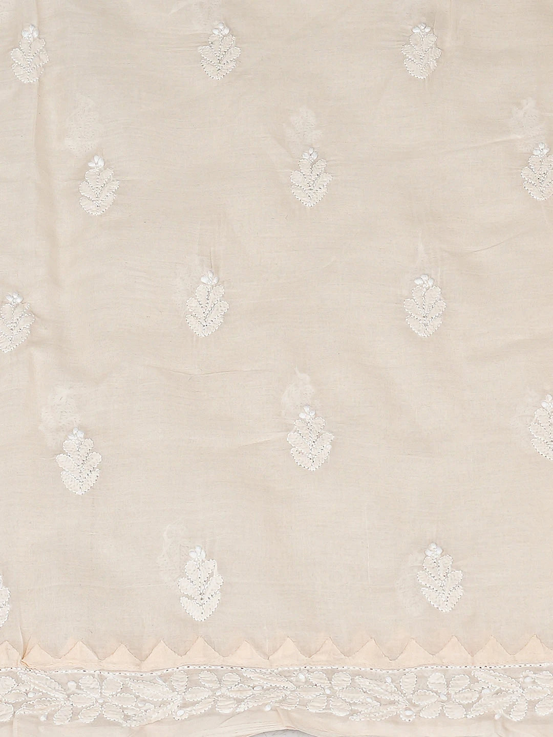 Ada Hand Embroidered Peach Cotton Lucknowi Chikankari Unstitched Suit Piece 01A871559