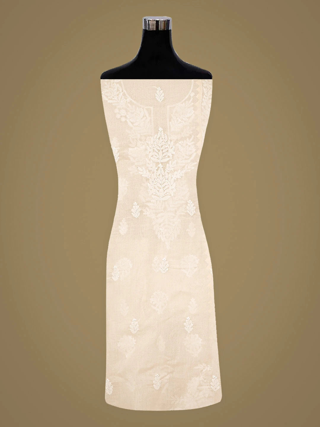 Ada Hand Embroidered Peach Cotton Lucknowi Chikankari Unstitched Suit Piece 01A871559