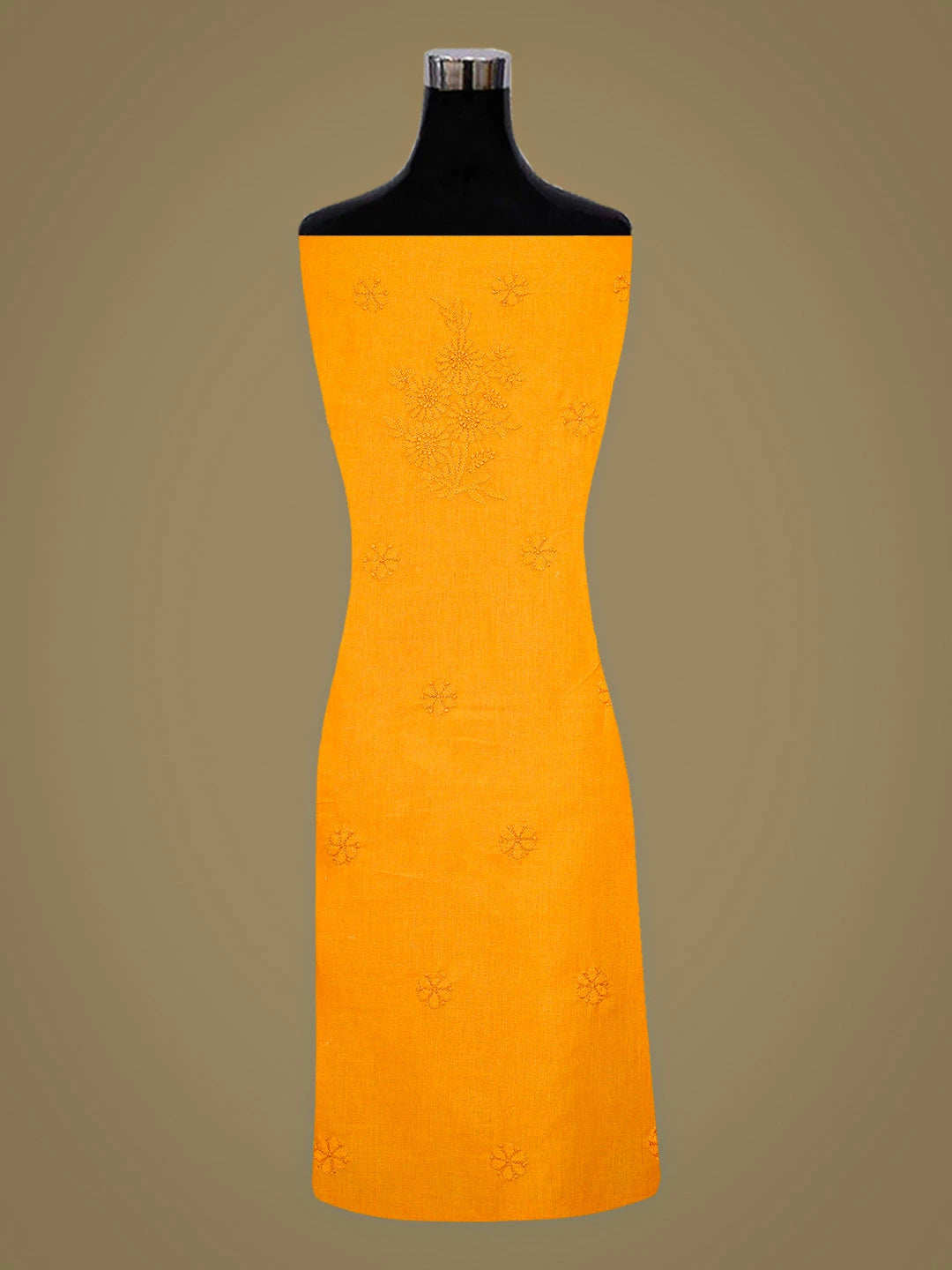 Ada Hand Embroidered Orange Cotton Lucknowi Chikankari Unstitched Suit Piece 01A839559