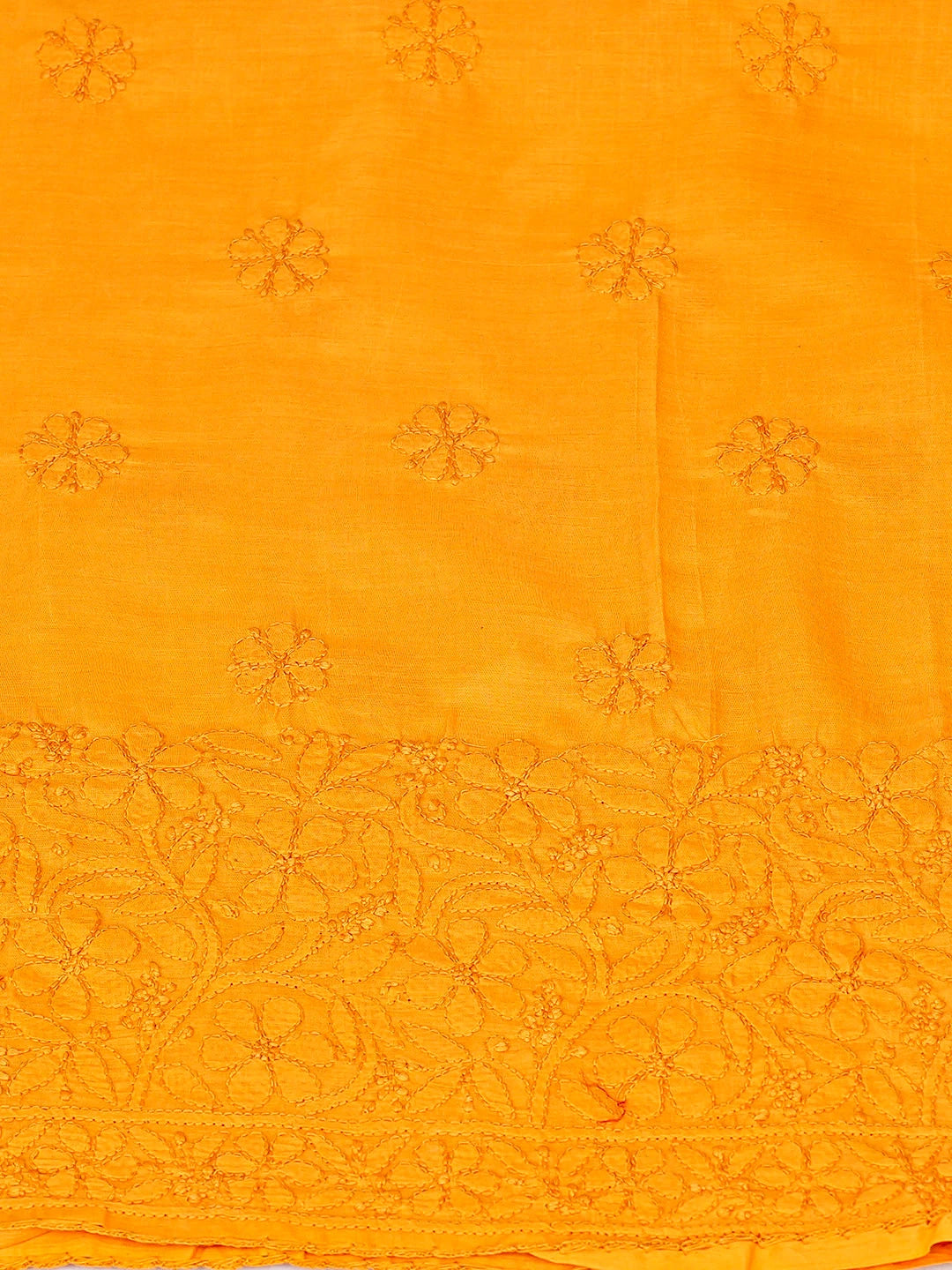 Ada Hand Embroidered Orange Cotton Lucknowi Chikankari Unstitched Suit Piece 01A839559
