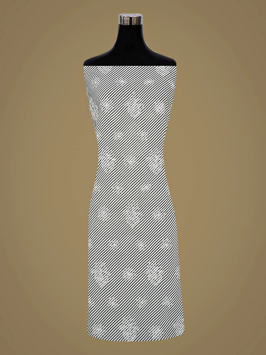 Ada Hand Embroidered Black And White Cotton Lucknowi Chikankari Unstitched Suit Piece 01A867703