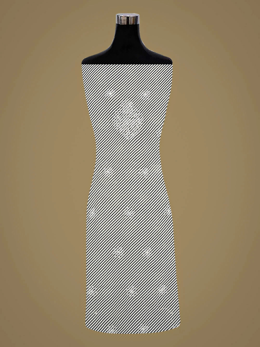 Ada Hand Embroidered Black And White Cotton Lucknowi Chikankari Unstitched Suit Piece 01A867703
