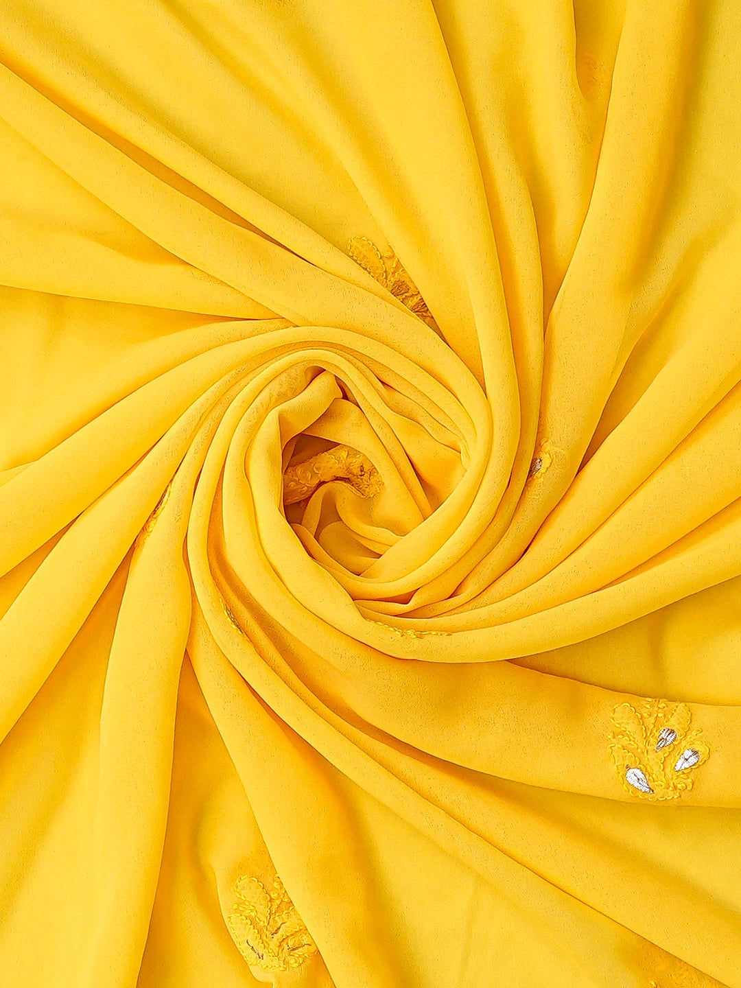 Ada Hand Embroidered Yellow Georgette Lucknowi Chikankari Unstitched Suit Piece With Gotapatti Work 01A586352