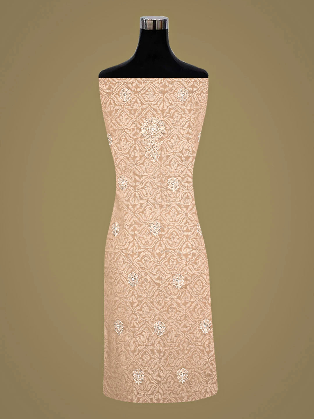 Ada Hand Embroidered Light Fawn Georgette Lucknowi Chikankari Unstitched Suit Piece 01A867801
