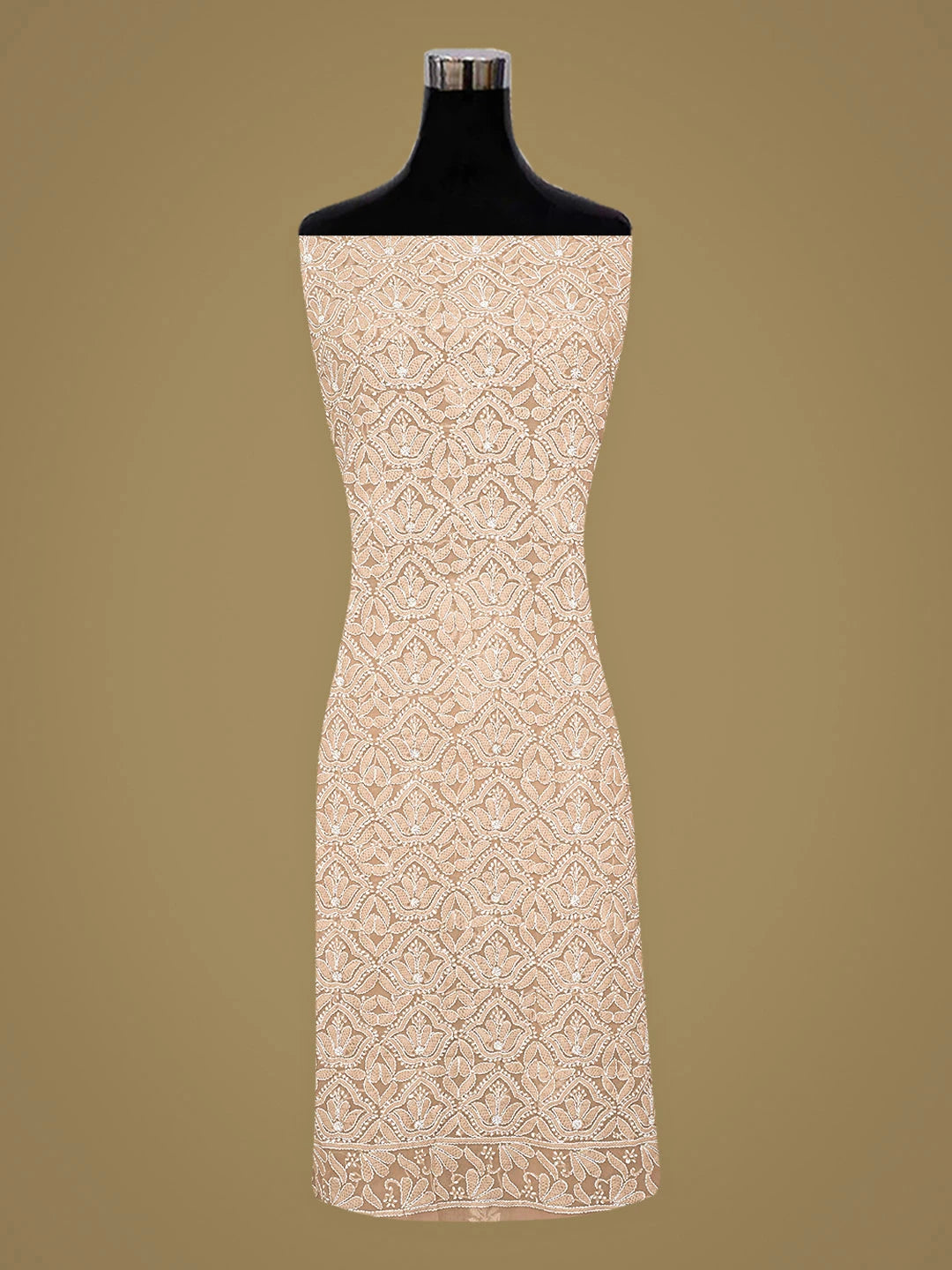 Ada Hand Embroidered Light Fawn Georgette Lucknowi Chikankari Unstitched Suit Piece 01A867801