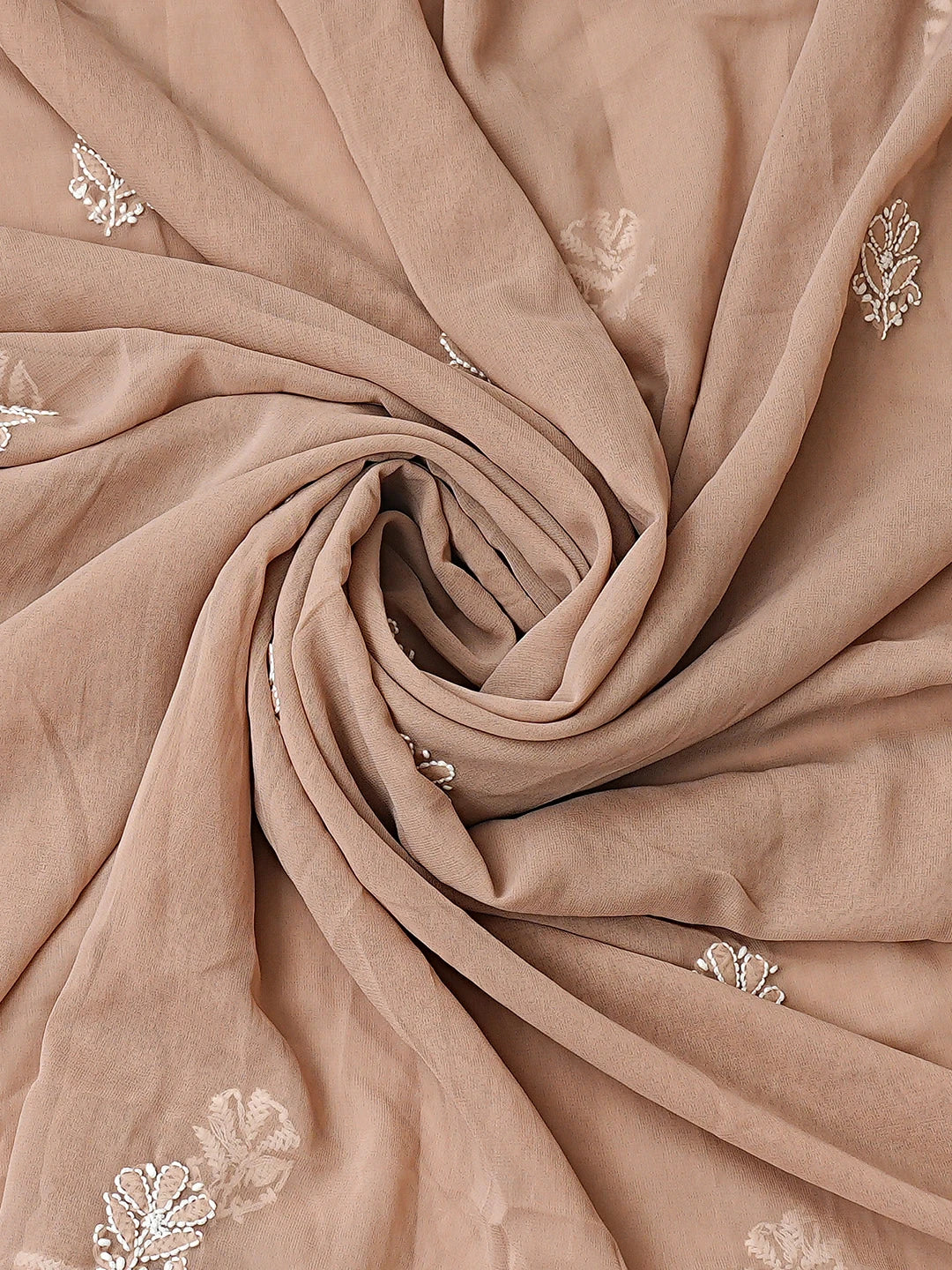 Ada Hand Embroidered Light Fawn Georgette Lucknowi Chikankari Unstitched Suit Piece 01A867801