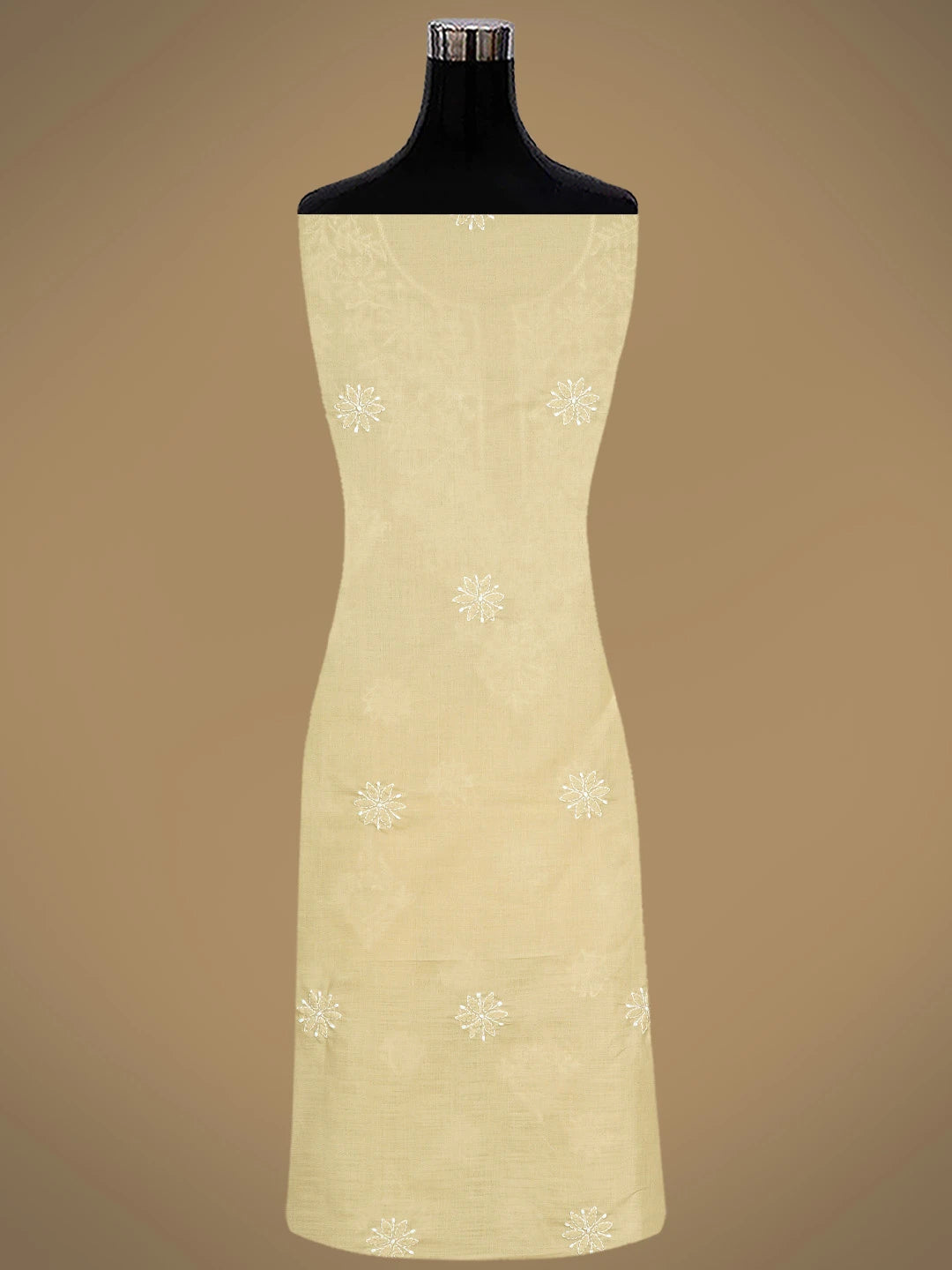 Ada Hand Embroidered Fawn Cotton Lucknowi Chikankari Unstitched Suit Piece 01A765261