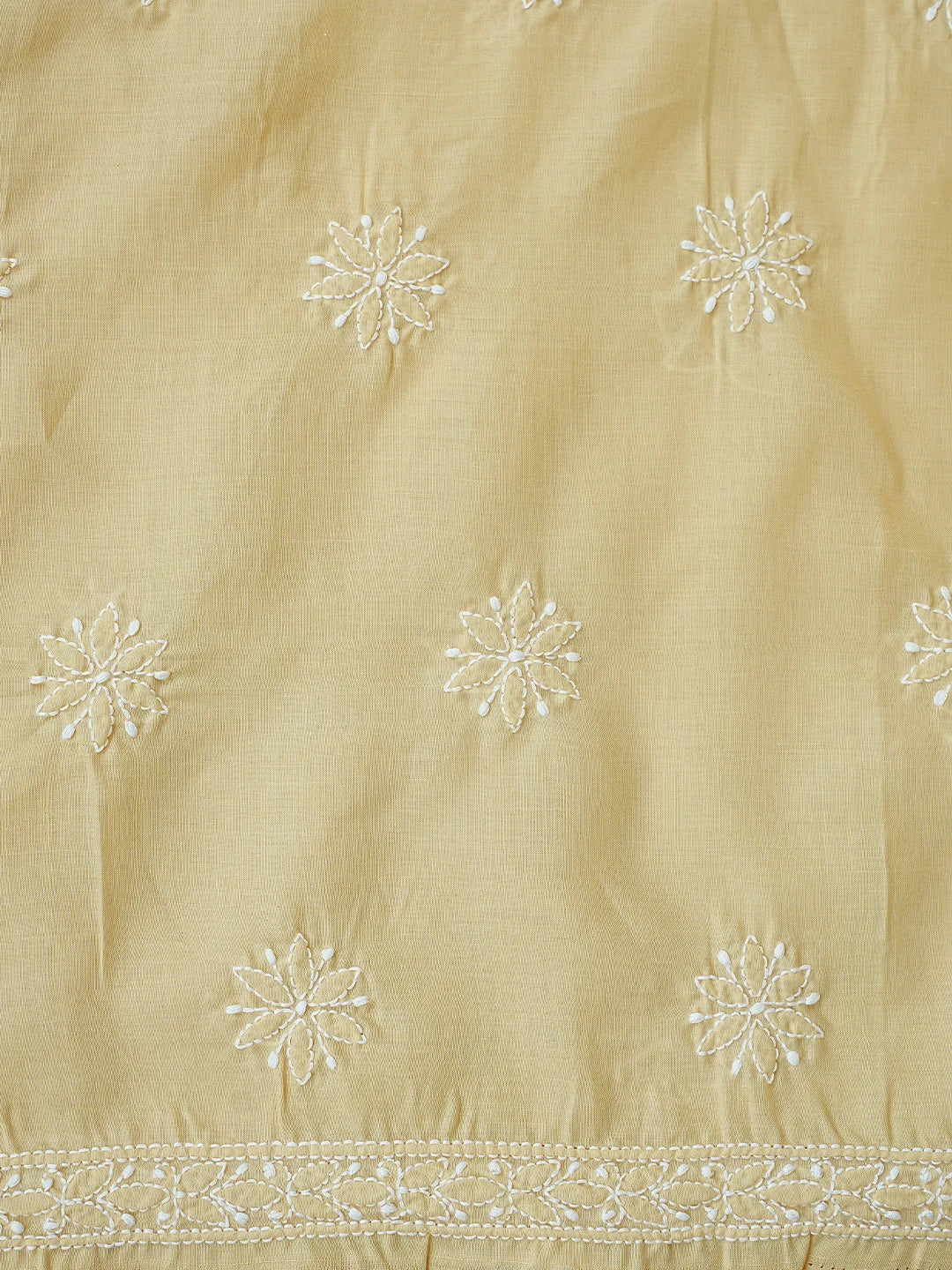 Ada Hand Embroidered Fawn Cotton Lucknowi Chikankari Unstitched Suit Piece 01A765261