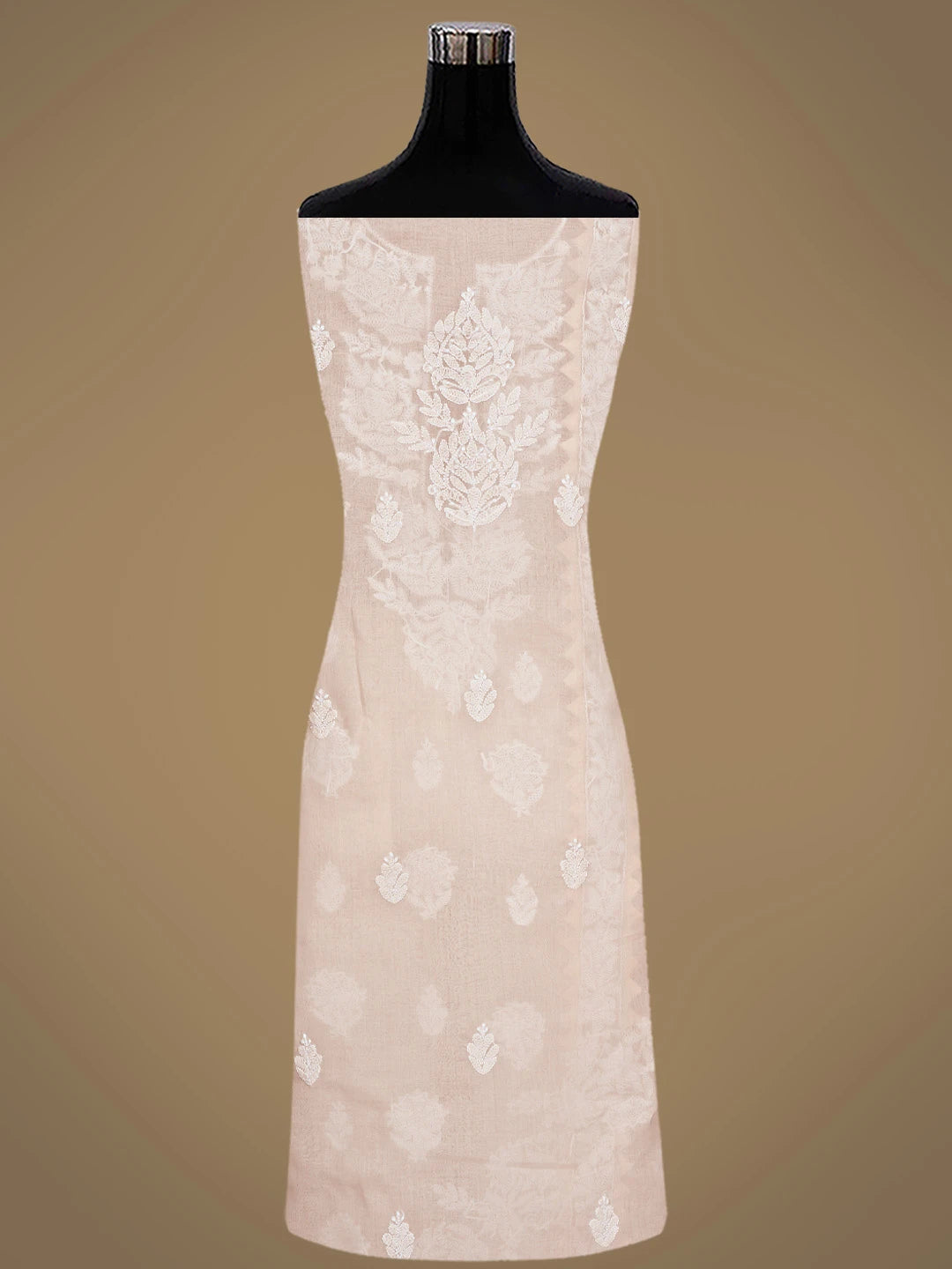 Ada Hand Embroidered Dusty Peach Cotton Lucknowi Chikankari Unstitched Suit Piece 01A871558