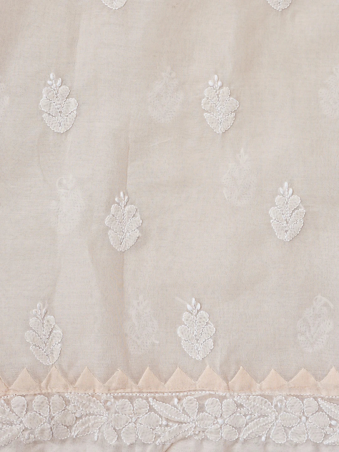 Ada Hand Embroidered Dusty Peach Cotton Lucknowi Chikankari Unstitched Suit Piece 01A871558