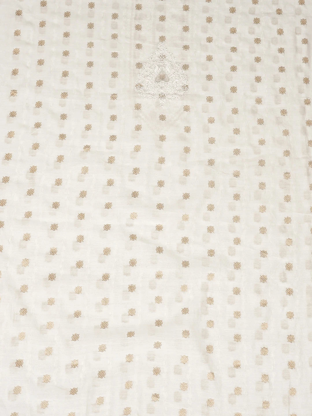 Ada Hand Embroidered Beige Chanderi Lucknowi Chikankari Unstitched Men's Kurta Piece With Cutdana Work 01A867132