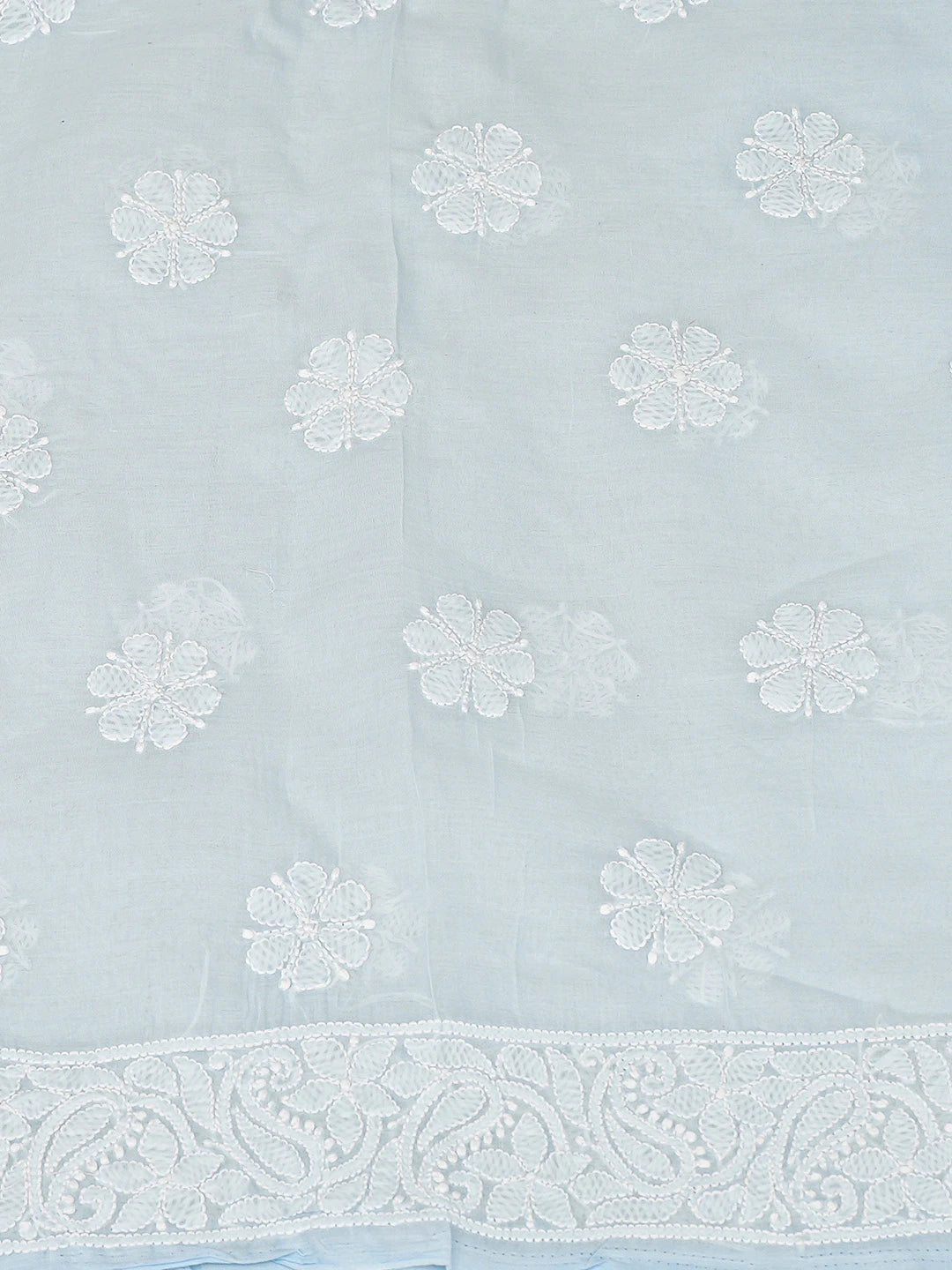 Ada Hand Embroidered Blue Chanderi Lucknowi Chikankari Unstitched Suit Piece With Cutdana Work 01A871539