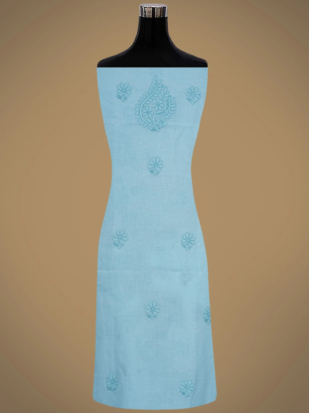 Ada Hand Embroidered Blue Cotton Lucknowi Chikankari Unstitched Suit Piece 01A816505