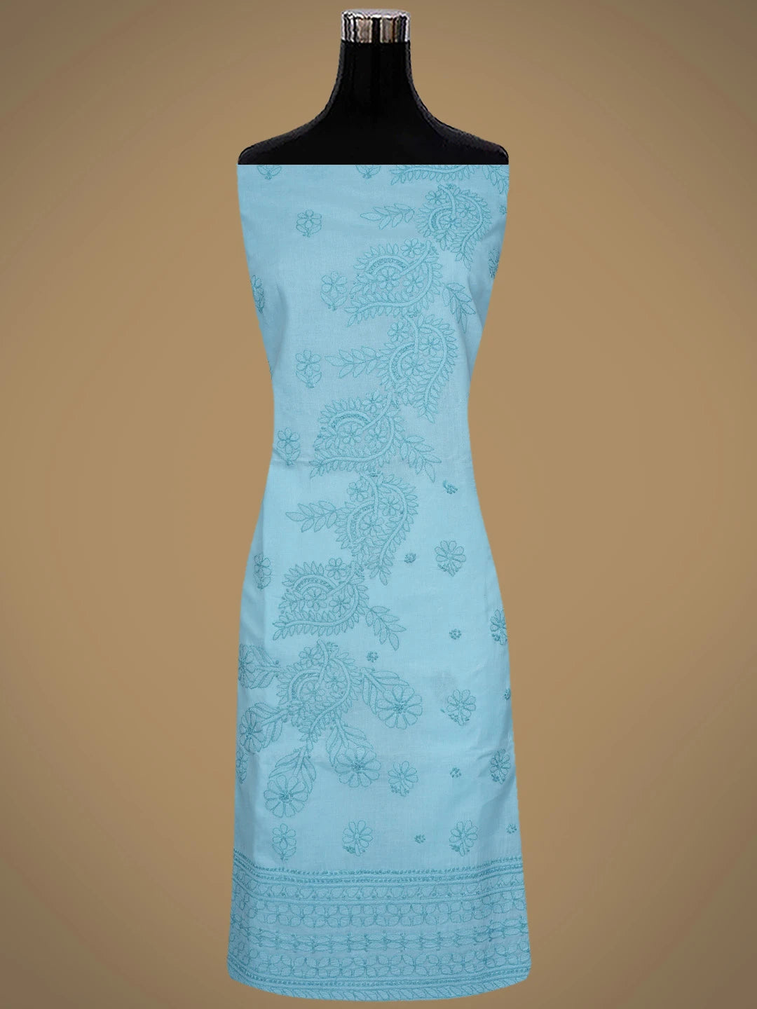 Ada Hand Embroidered Blue Cotton Lucknowi Chikankari Unstitched Suit Piece 01A816505