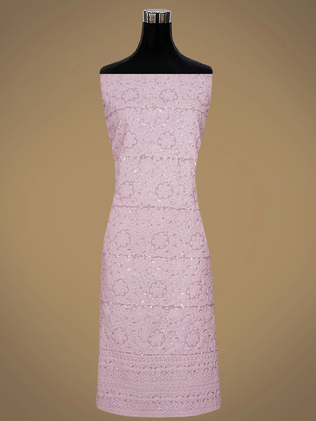 Ada Hand Embroidered Pink Cotton Lucknowi Chikankari Unstitched Suit Piece With Pearl Work 01A791026