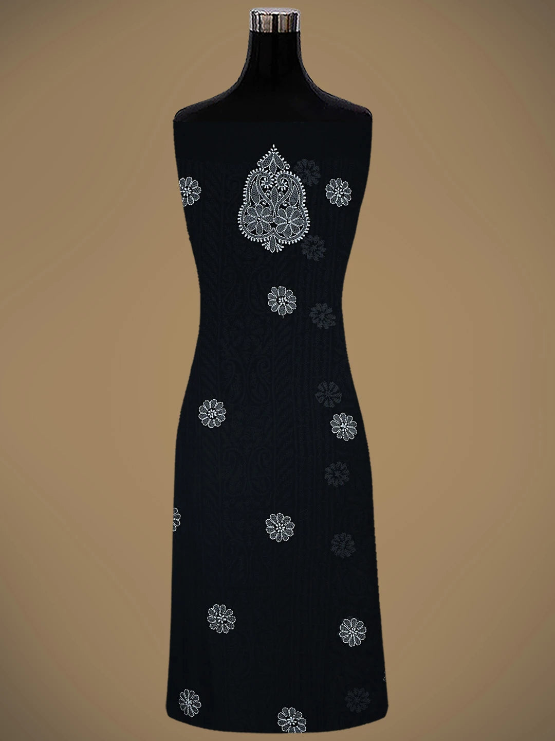 Ada Hand Embroidered Black Georgette Lucknowi Chikankari Unstitched Suit Piece 01A835645