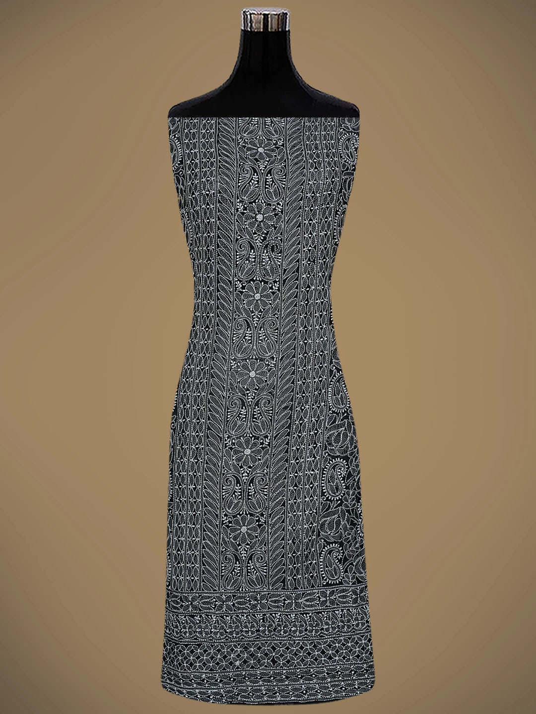Ada Hand Embroidered Black Georgette Lucknowi Chikankari Unstitched Suit Piece 01A835645