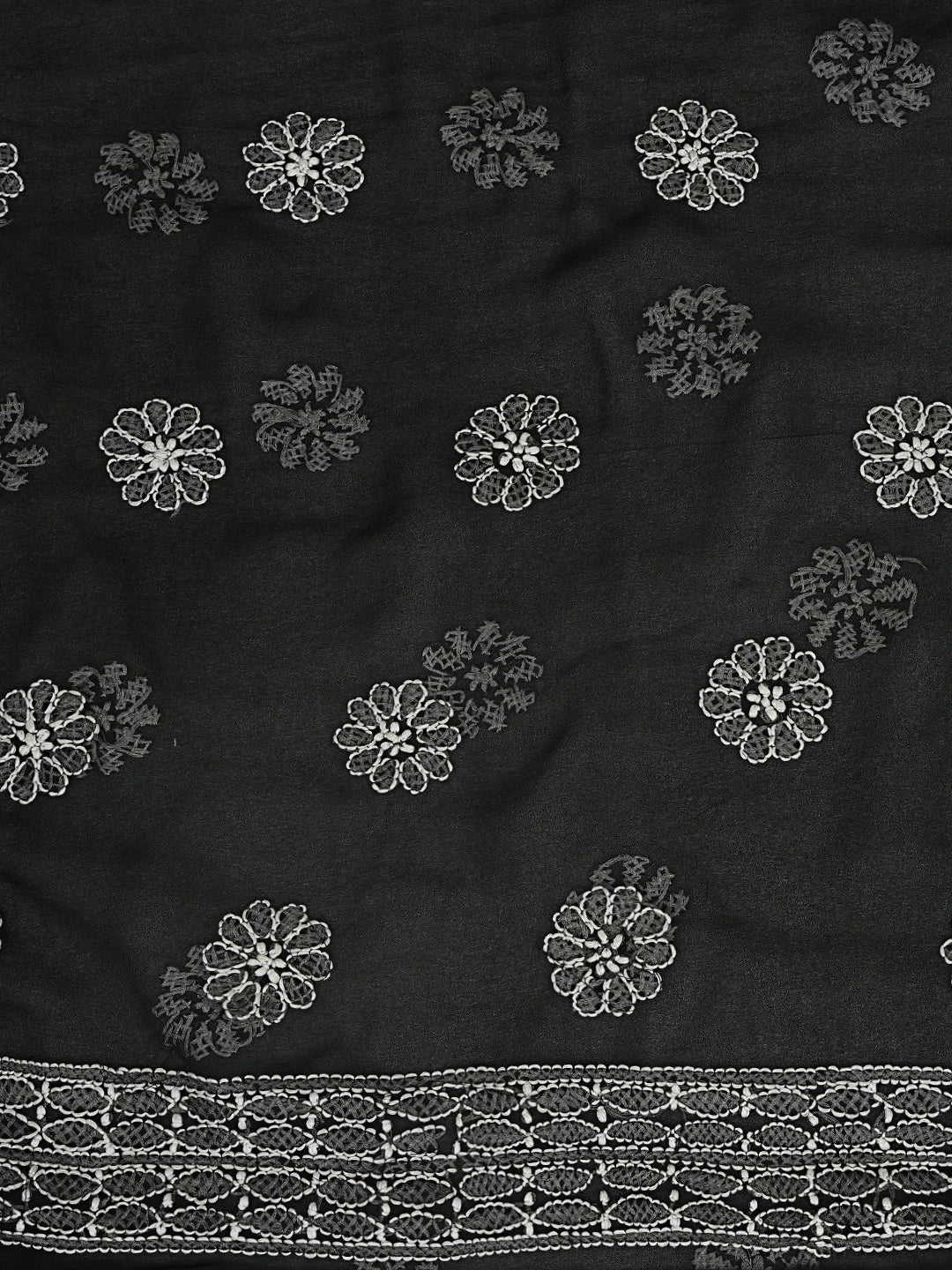 Ada Hand Embroidered Black Georgette Lucknowi Chikankari Unstitched Suit Piece 01A835645