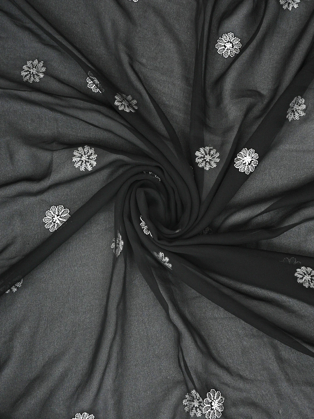 Ada Hand Embroidered Black Georgette Lucknowi Chikankari Unstitched Suit Piece 01A835645