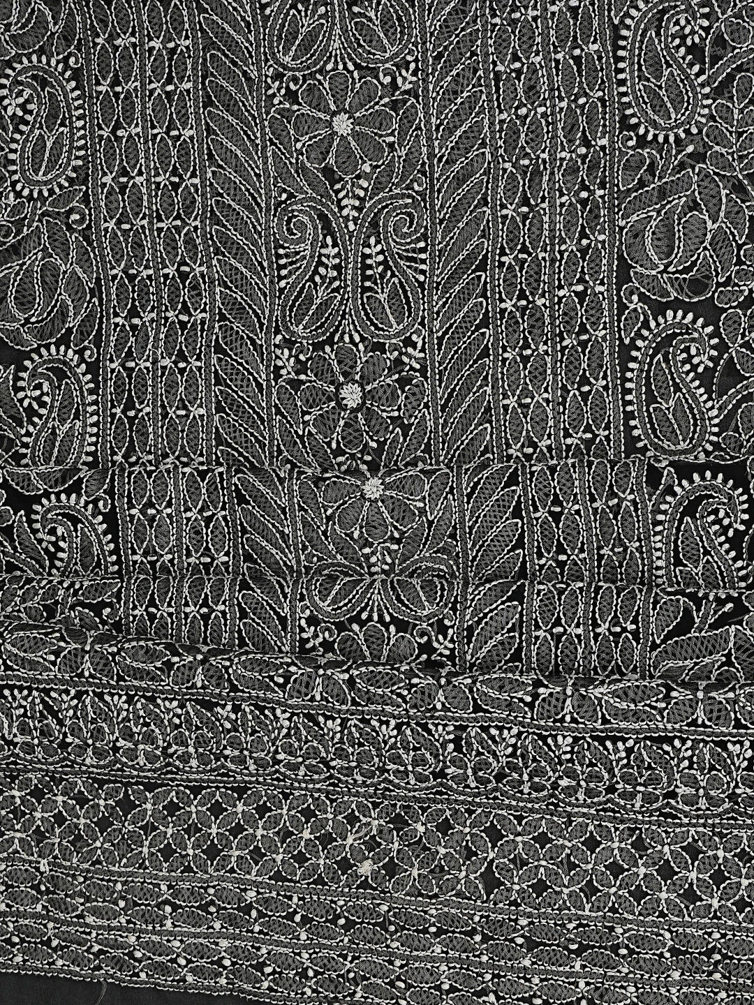 Ada Hand Embroidered Black Georgette Lucknowi Chikankari Unstitched Suit Piece 01A835645