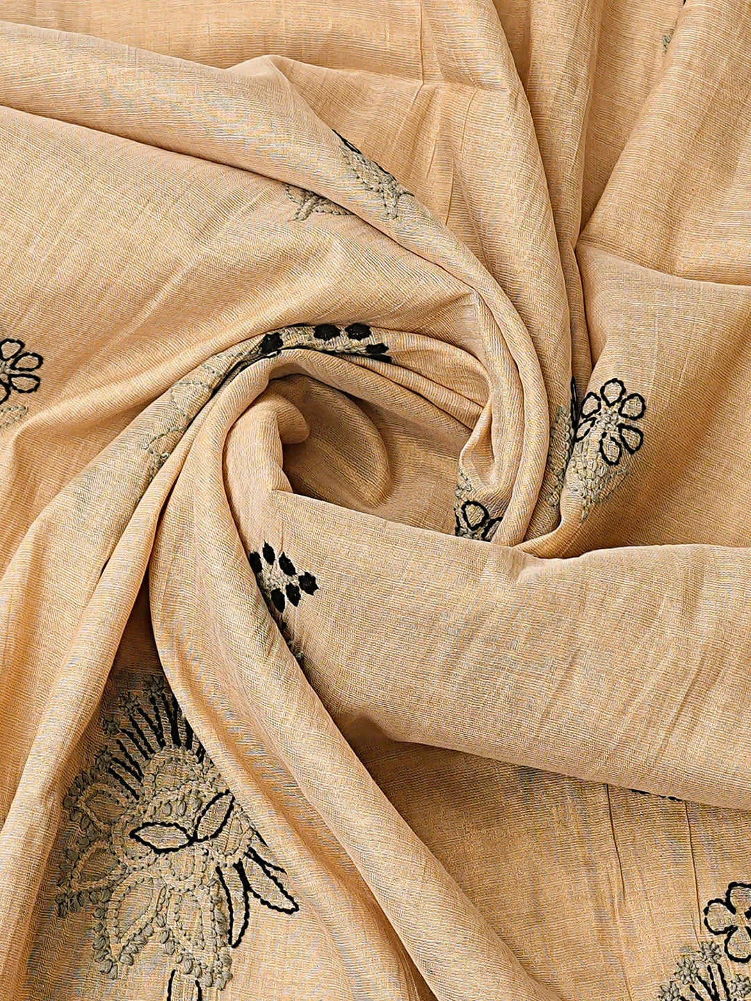 Ada Hand Embroidered Fawn Tissue Lucknowi Chikankari Unstitched Kurta Dupatta Set 01A871493