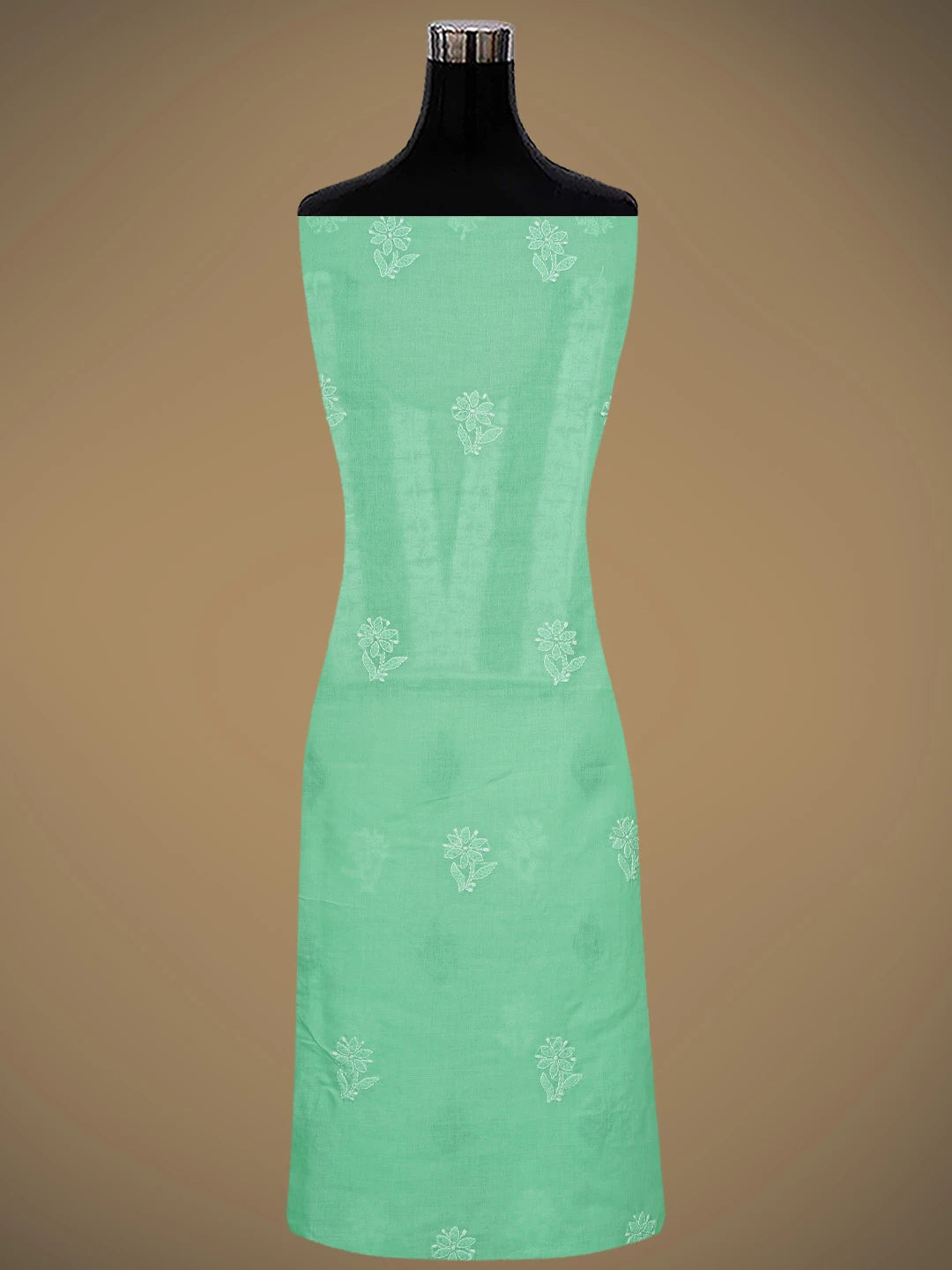 Ada Hand Embroidered Sea Green Cotton Lucknowi Chikankari Unstitched Suit Piece 01A873268