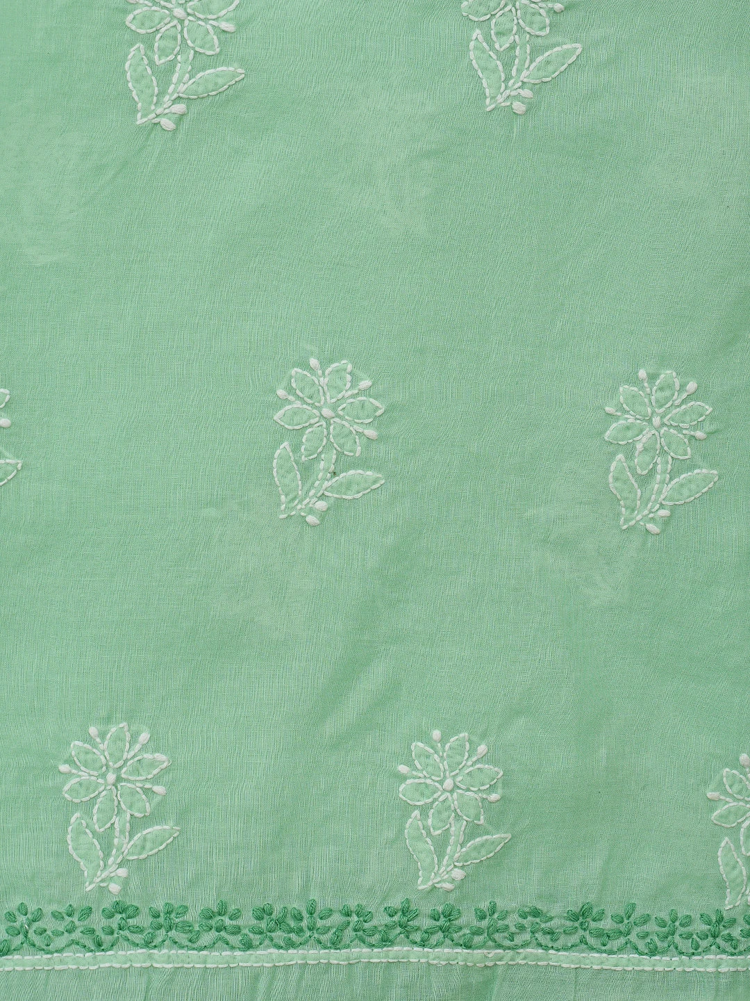 Ada Hand Embroidered Sea Green Cotton Lucknowi Chikankari Unstitched Suit Piece 01A873268