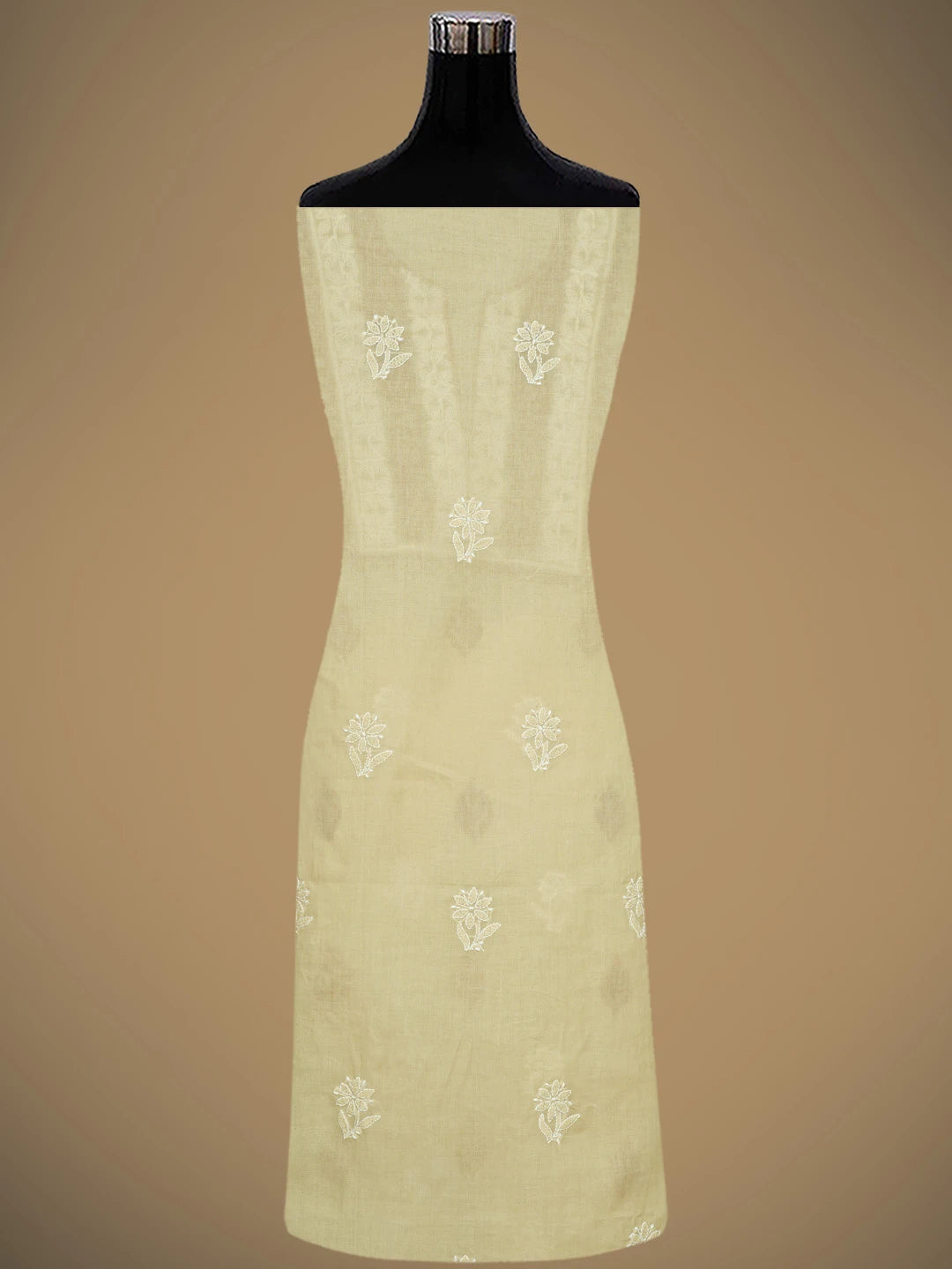 Ada Hand Embroidered Fawn Cotton Lucknowi Chikankari Unstitched Suit Piece 01A873267