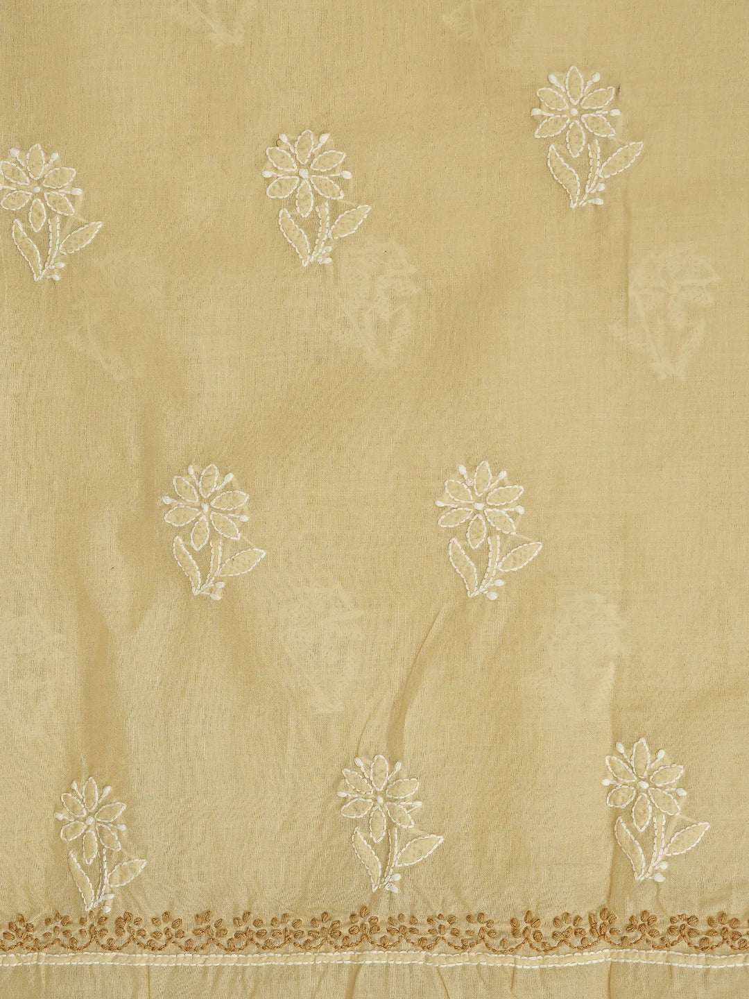Ada Hand Embroidered Fawn Cotton Lucknowi Chikankari Unstitched Suit Piece 01A873267