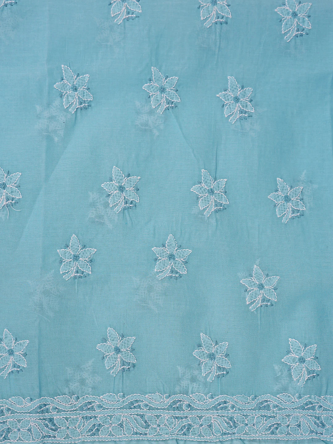 Ada Hand Embroidered Blue Cotton Lucknowi Chikankari Unstitched Suit Piece 01A867722
