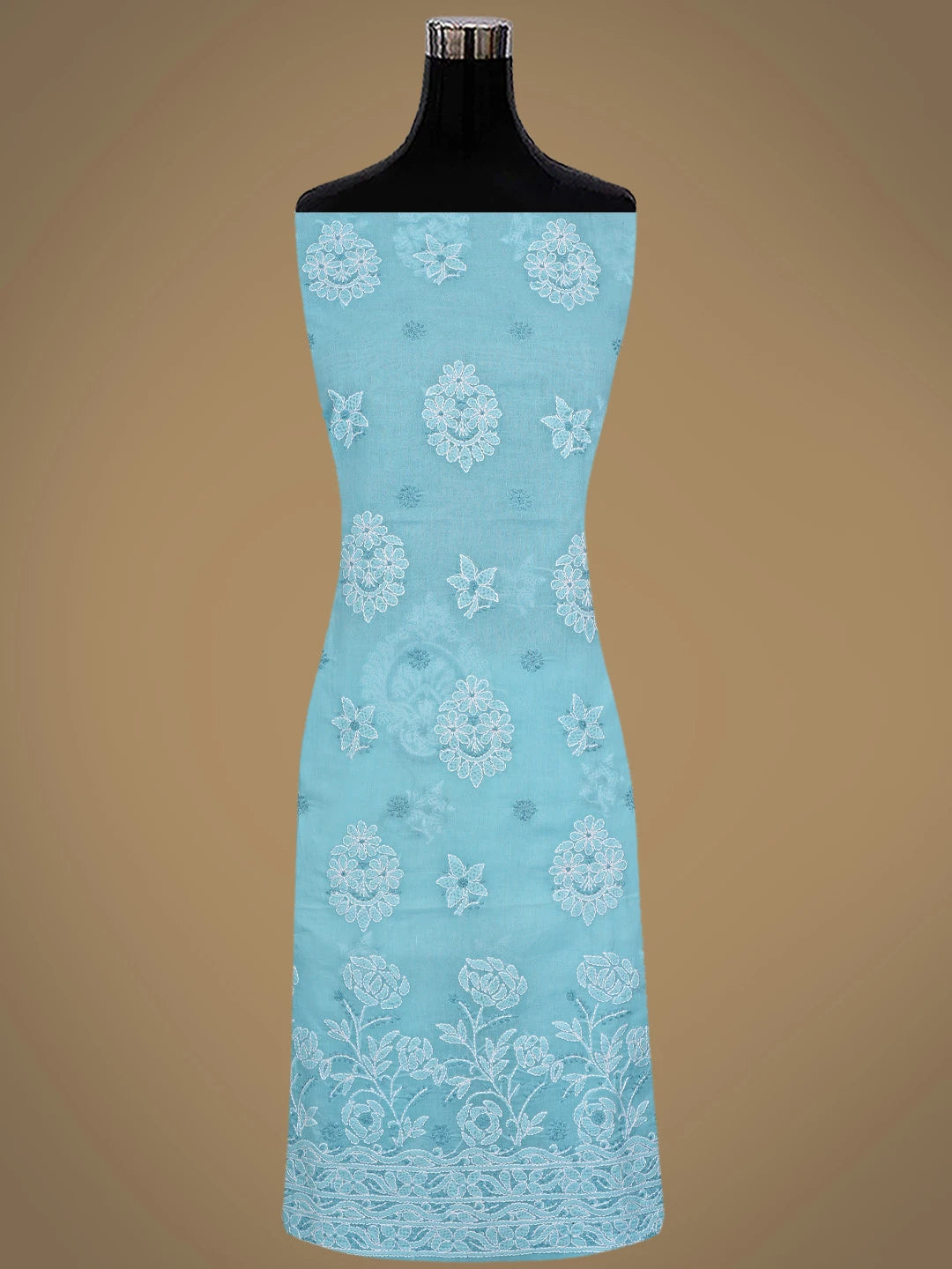 Ada Hand Embroidered Blue Cotton Lucknowi Chikankari Unstitched Suit Piece 01A867722