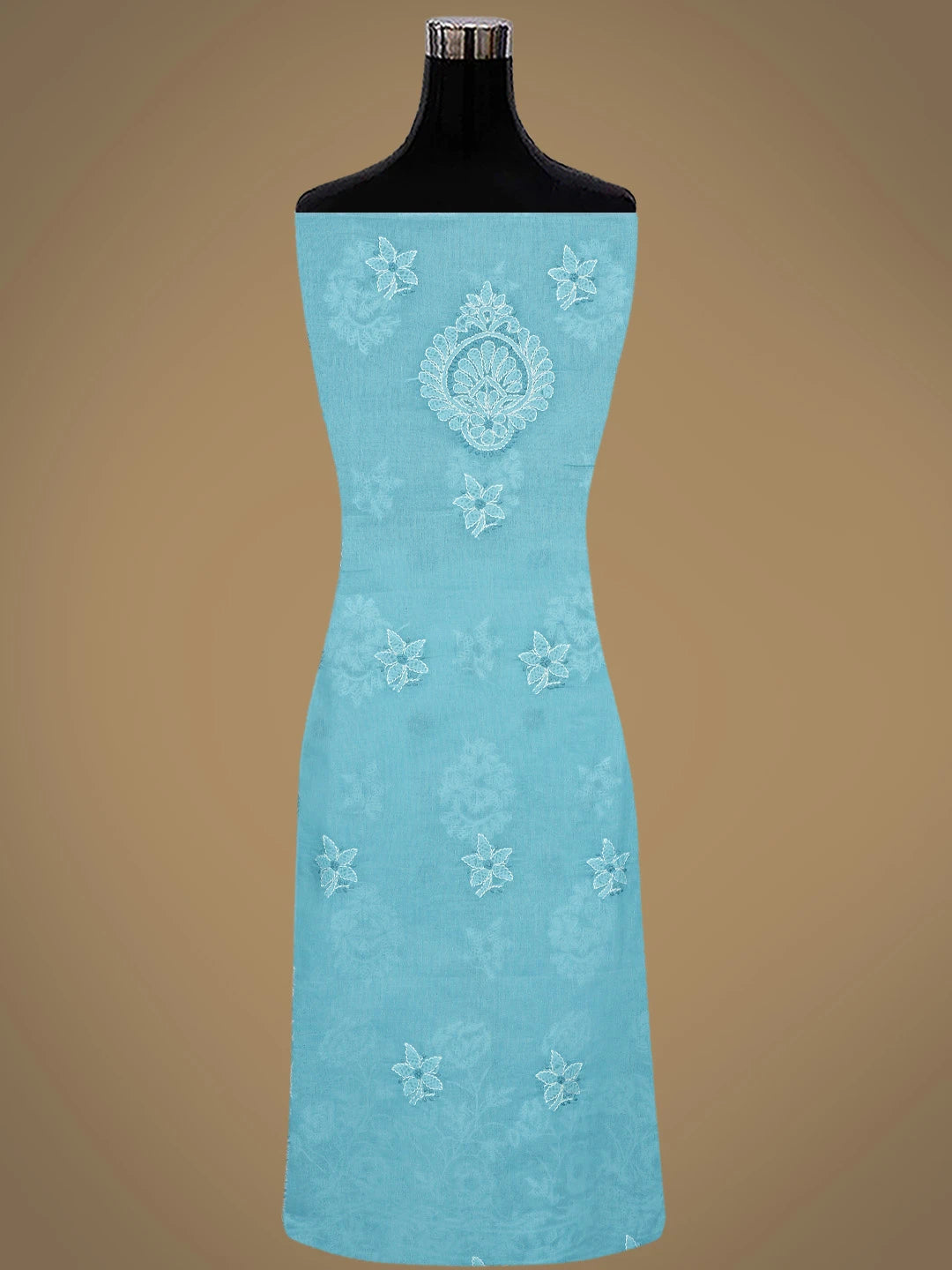 Ada Hand Embroidered Blue Cotton Lucknowi Chikankari Unstitched Suit Piece 01A867722
