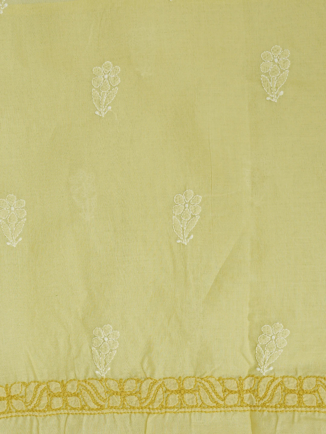 Ada Hand Embroidered Lemon Cotton Lucknowi Chikankari Unstitched Suit Piece 01A873281