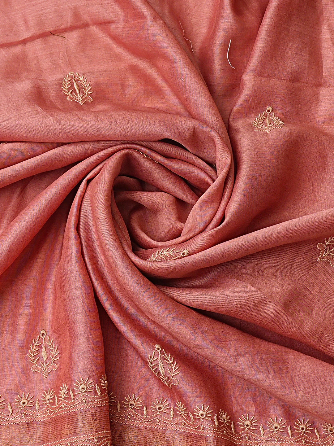 Ada Hand Embroidered Onion Pink Chanderi Lucknowi Chikankari Untitched Kurta Dupatta Set 01A858569