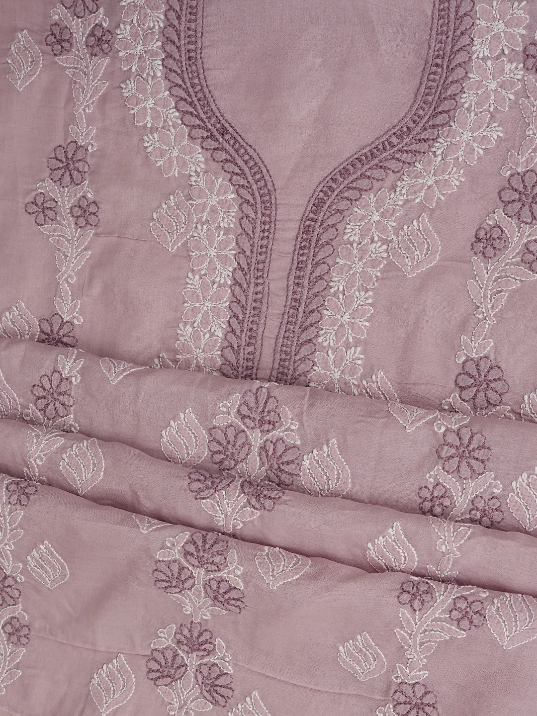 Ada Hand Embroidered Lavender Cotton Lucknowi Chikankari Unstitched Suit Piece 01A873284