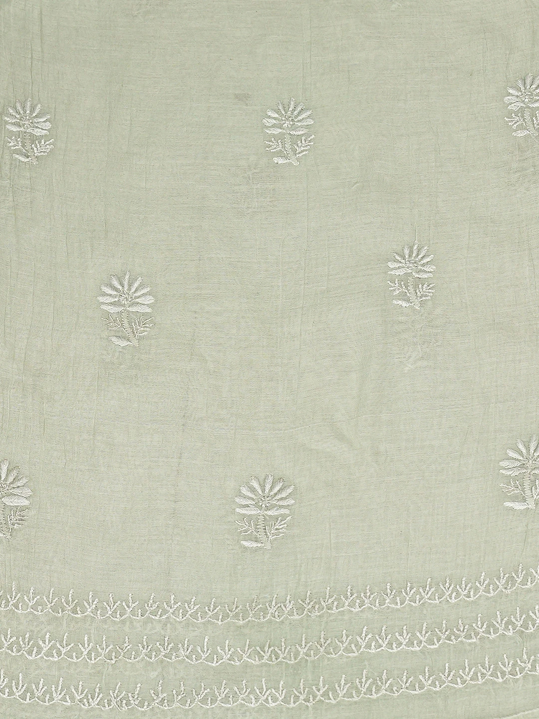 Ada Hand Embroidered Ombre Shade Of Green Chanderi Lucknowi Chikankari Semi-Stitched Kurta Dupatta Set 01A541311