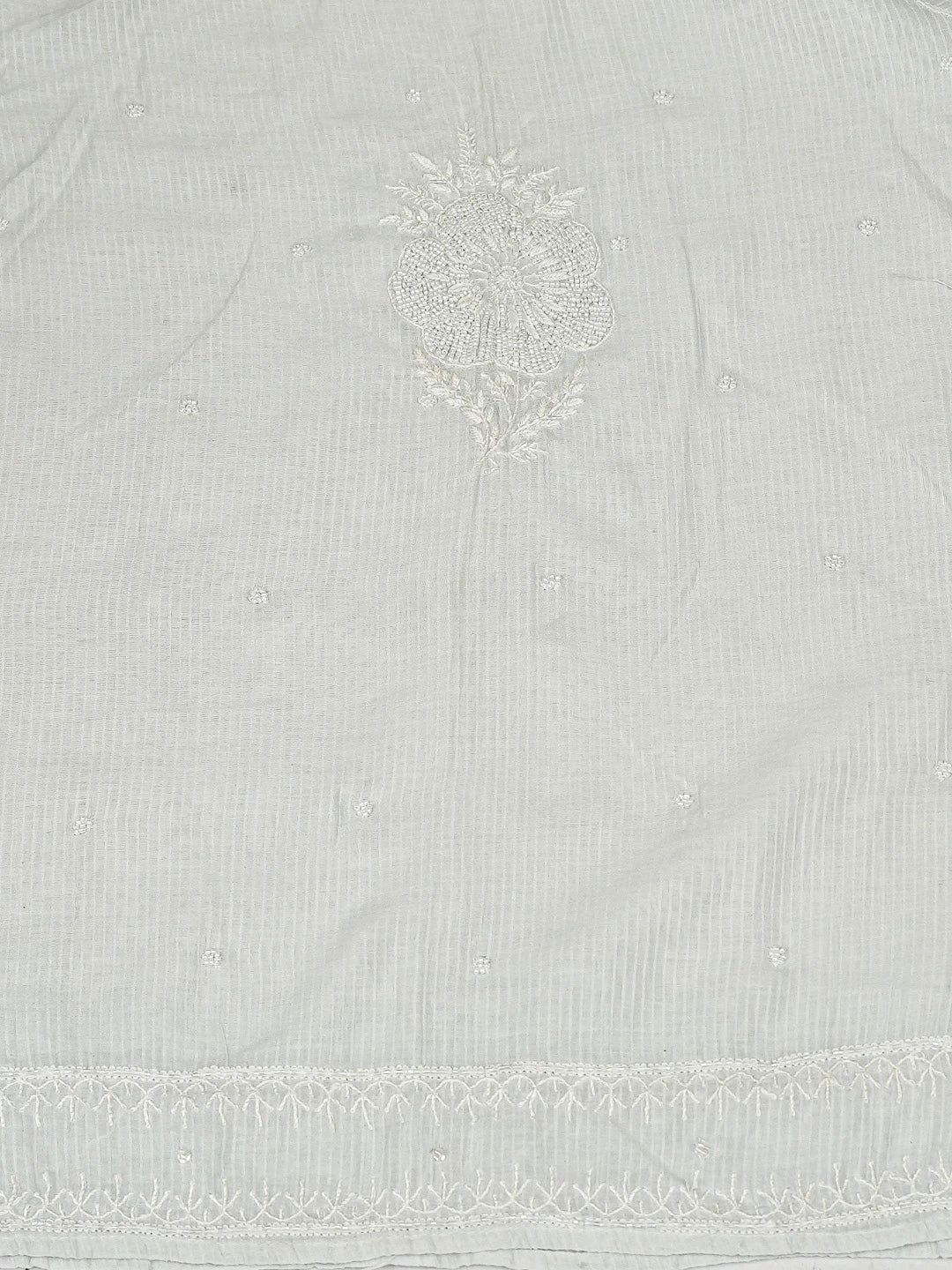 Ada Hand Embroidered Light Grey Chanderi Lucknowi Chikankari Semi-Stitched Kurta Dupatta Set With Cutdana Work 01A581899