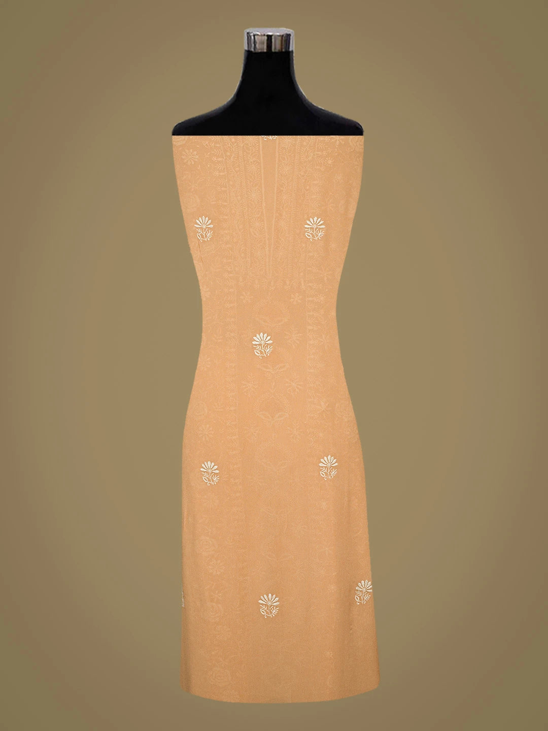 Ada Hand Embroidered Fawn Pure Georgette Lucknowi Chikankari Unstitched Kurta Dupatta Set 01A212063