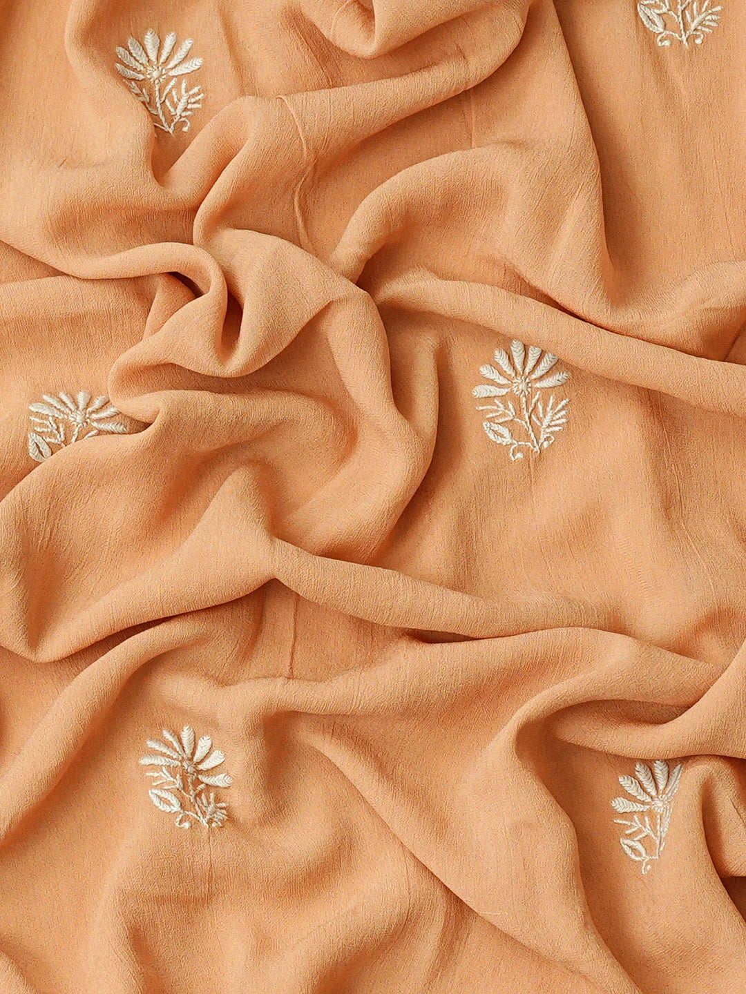 Ada Hand Embroidered Fawn Pure Georgette Lucknowi Chikankari Unstitched Kurta Dupatta Set 01A212063