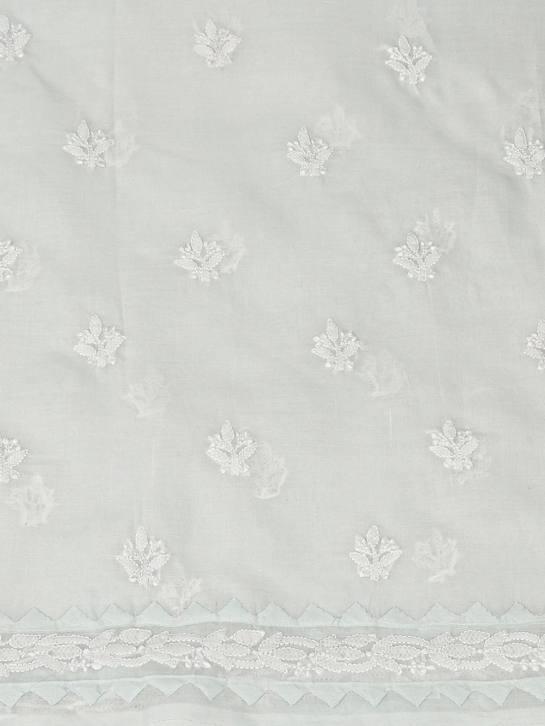 Ada Hand Embroidered Sky Blue Cotton Lucknowi Chikankari Unstitched Suit Piece 01A871568