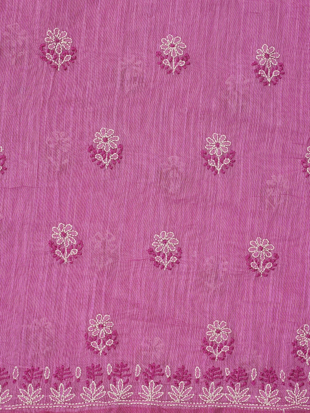 Ada Hand Embroidered Magenta Chanderi Lucknowi Chikankari Unstitched Kurta Dupatta Set 01A836926