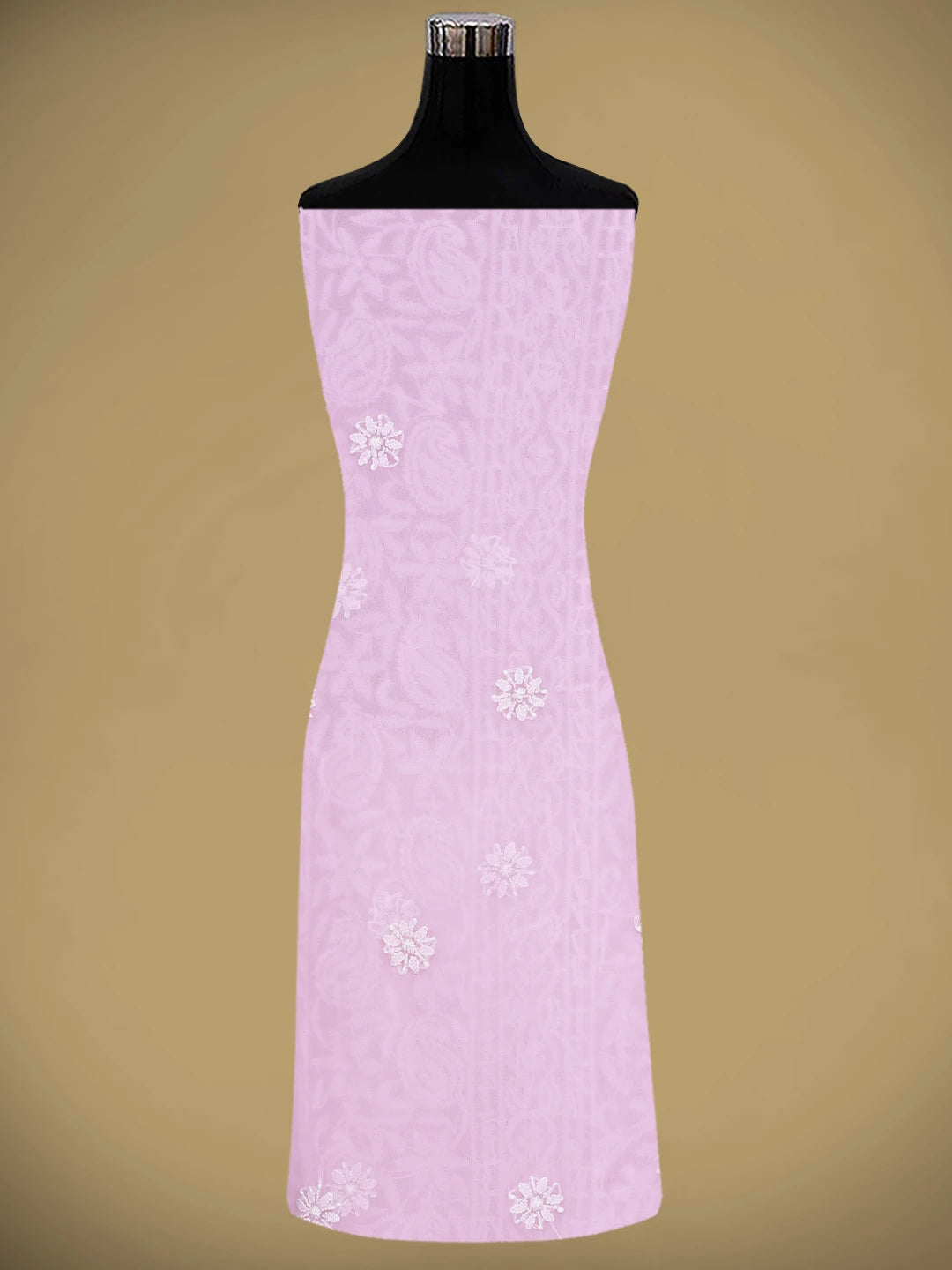 Ada Hand Embroidered Pink Georgette Lucknowi Chikankari Unstitched Suit Piece 01A873528