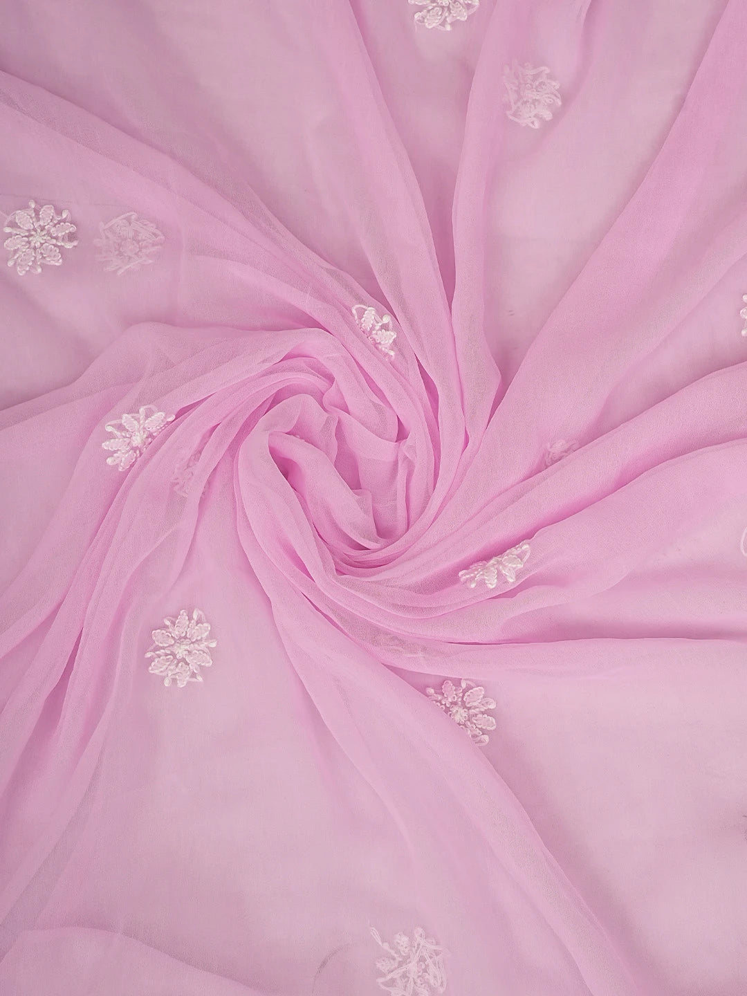 Ada Hand Embroidered Pink Georgette Lucknowi Chikankari Unstitched Suit Piece 01A873528
