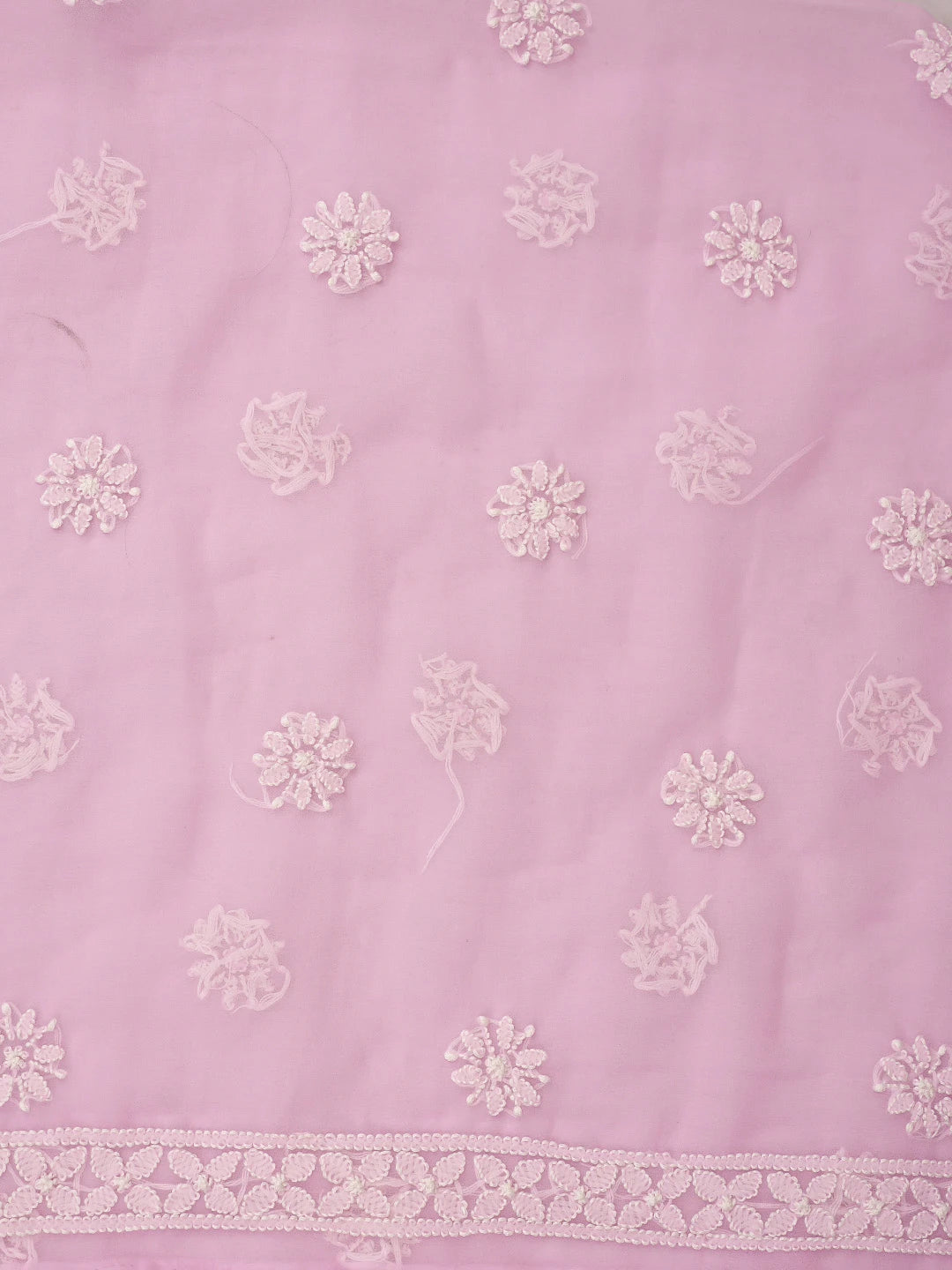 Ada Hand Embroidered Pink Georgette Lucknowi Chikankari Unstitched Suit Piece 01A873528